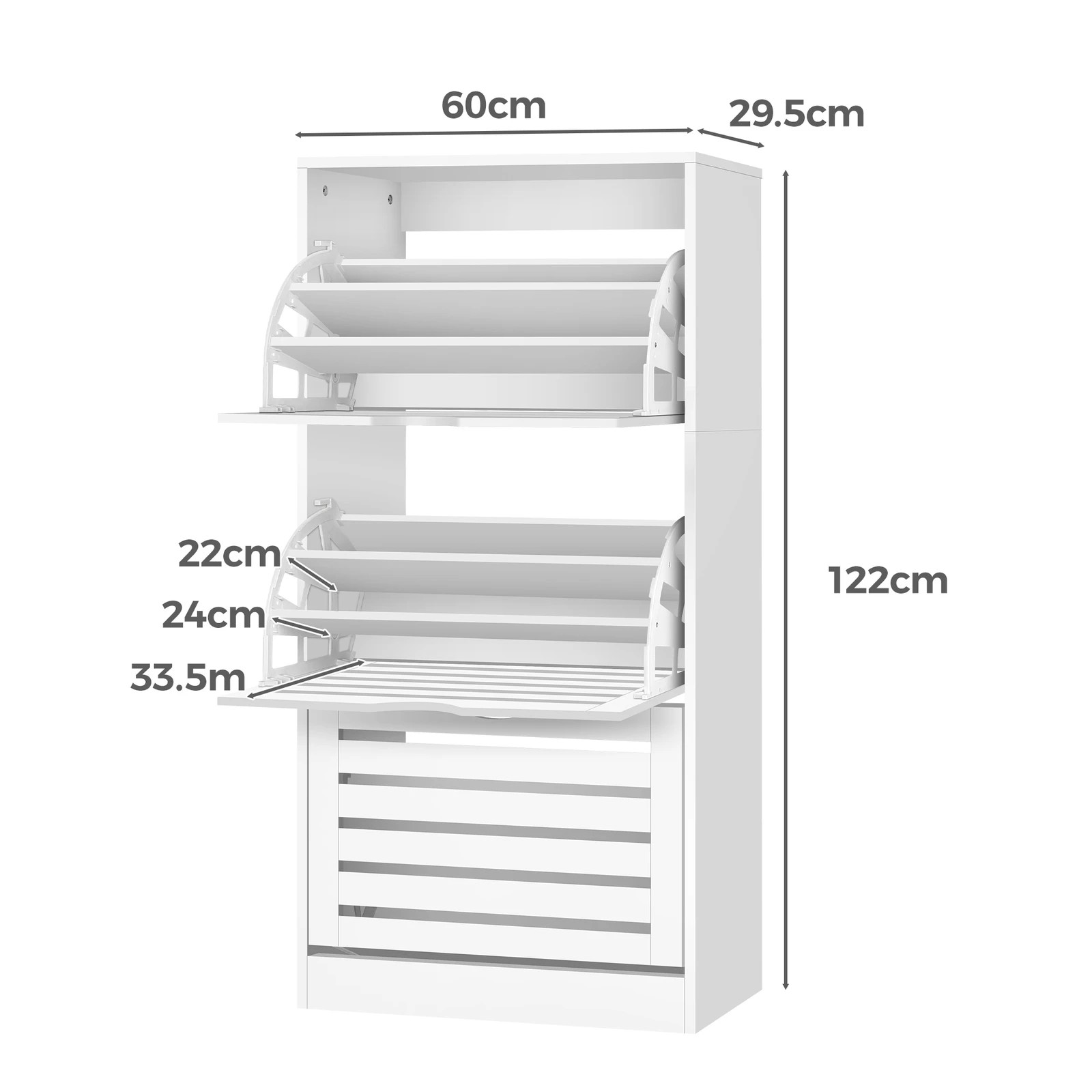 7 Alfordson Shoe Cabinet Organiser Storage Rack Flip-up Drawer 45 Pairs - White, 7 of 10