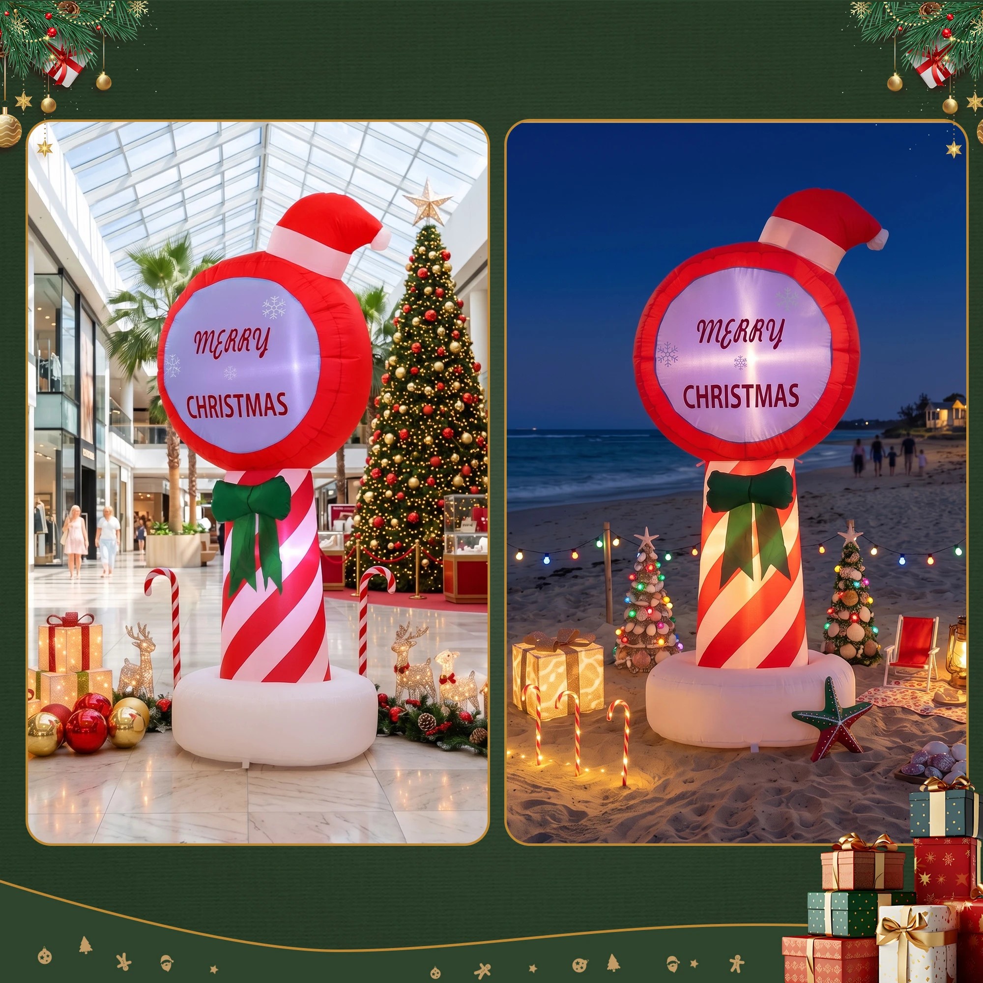 6 Jingle Jollys Christmas Inflatable Pole 1.8M Height LED Outdoor Decorations Illuminated - Red, 6 of 9