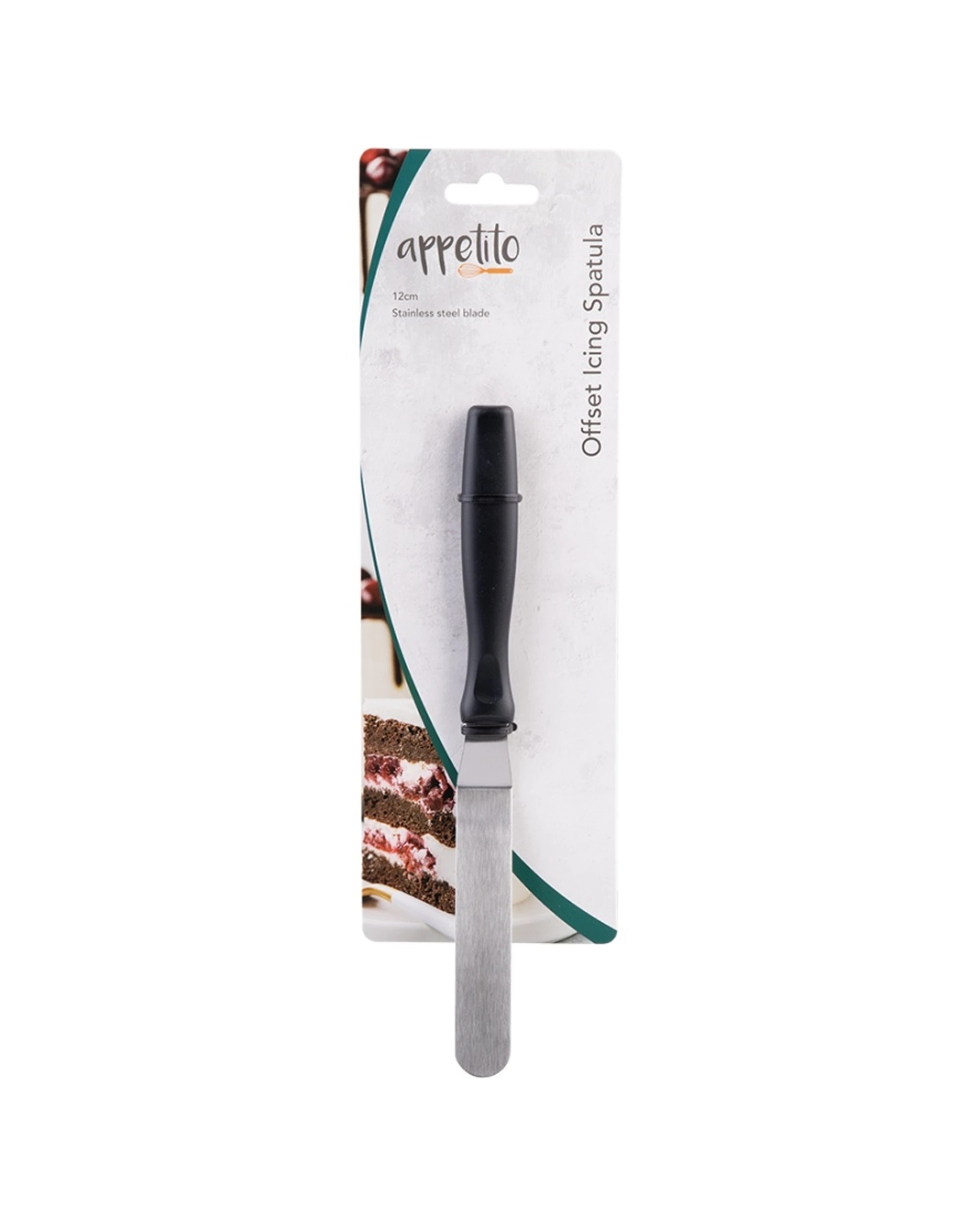 1 Appetito Stainless Steel Offset Icing Spatula With Ergonomic Handle 12cm - Black, 1 of 7