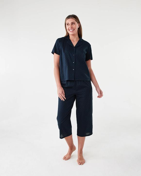 Short Sleeve Top and 3/4 Pants Dobby Pyjama Set