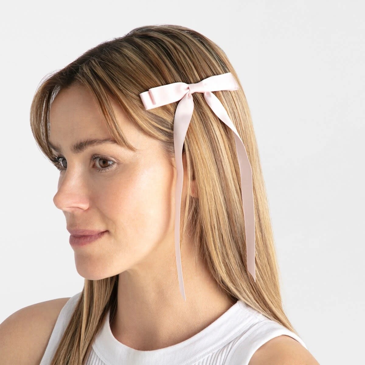 4 2 Pack Pink Ribbon Bow Slide Hair Clips, 4 of 5