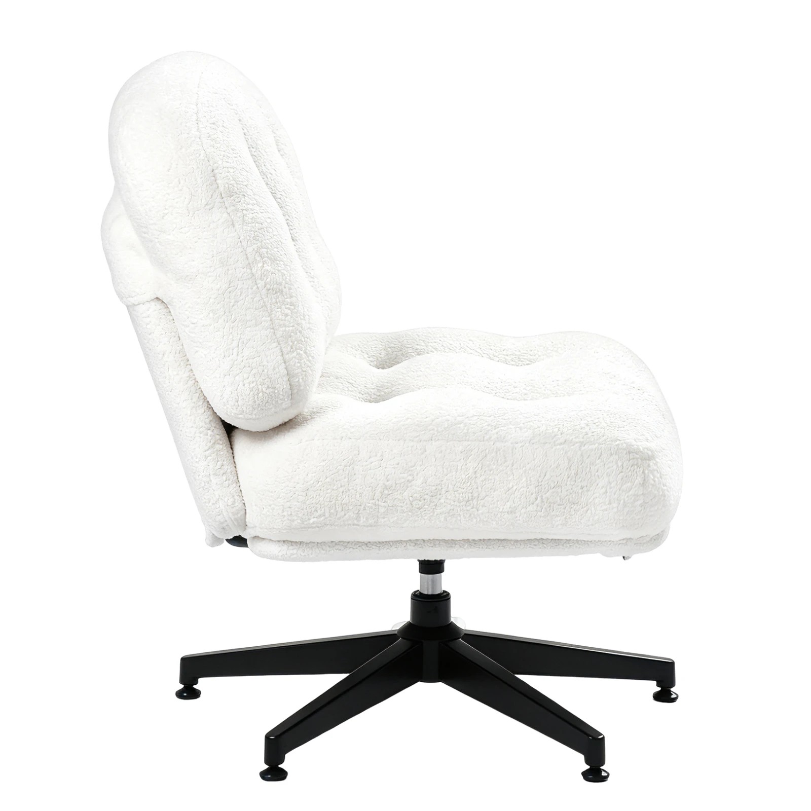 8 Advwin Armless Office Chair Teddy Fleece Ergonomic Cross Legged Chair Swivel Vanity Chair - White, 8 of 9