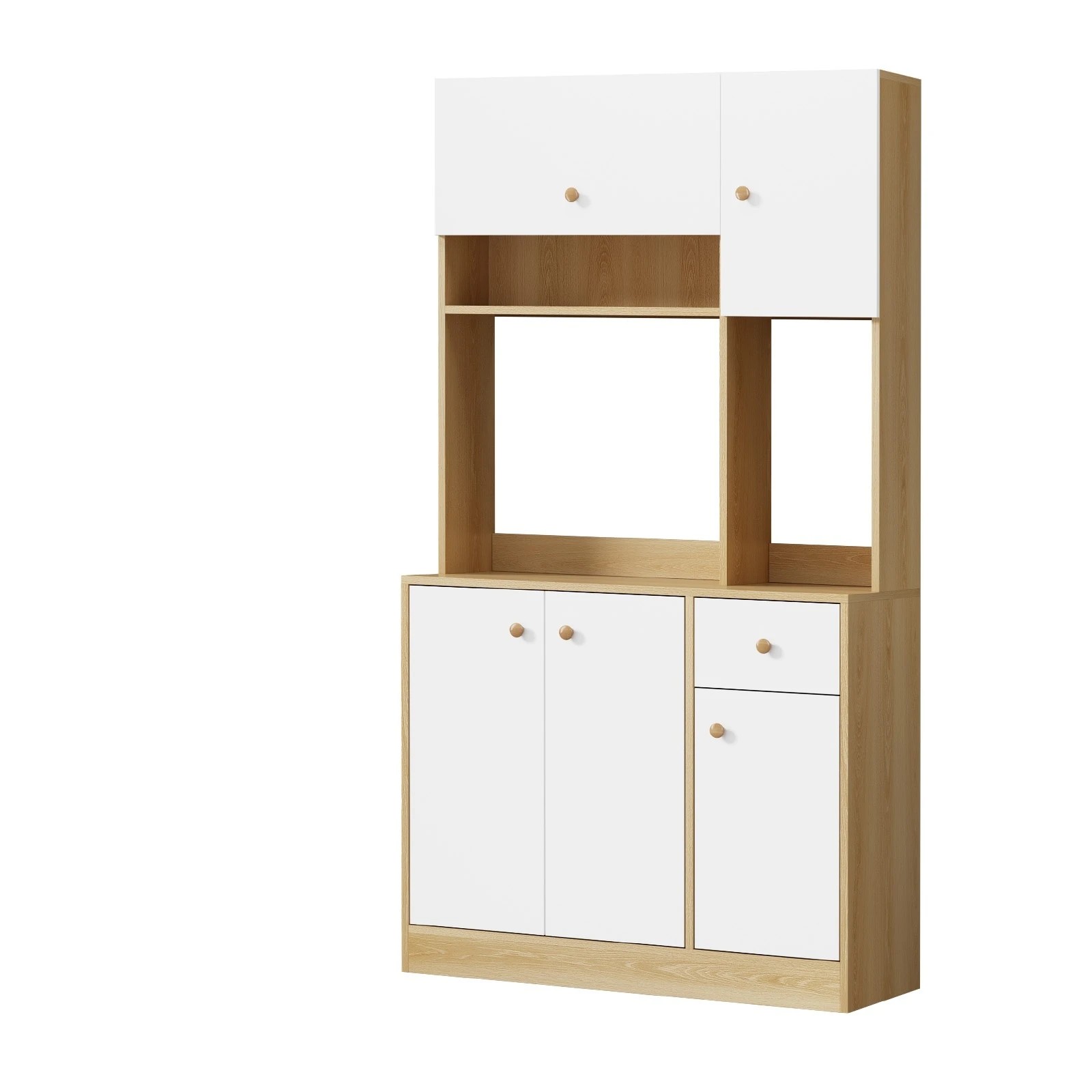 1 Oikiture Buffet Sideboard Storage Cabinet Kitchen Pantry Cupboard - Natural, 1 of 10