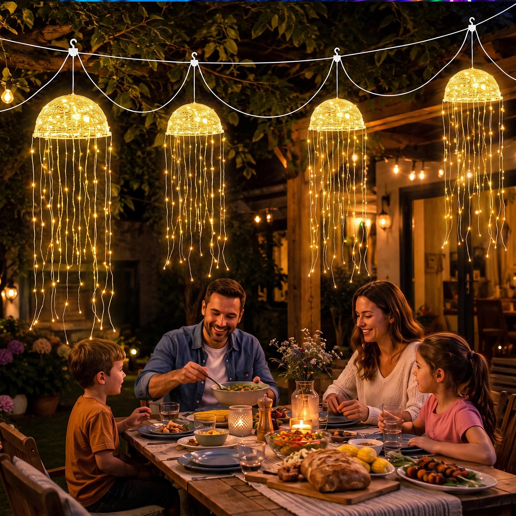 7 Jingle Jollys Christmas Lights Solar Jellyfish 4Pcs Garden Decorative Warm - White, 7 of 8