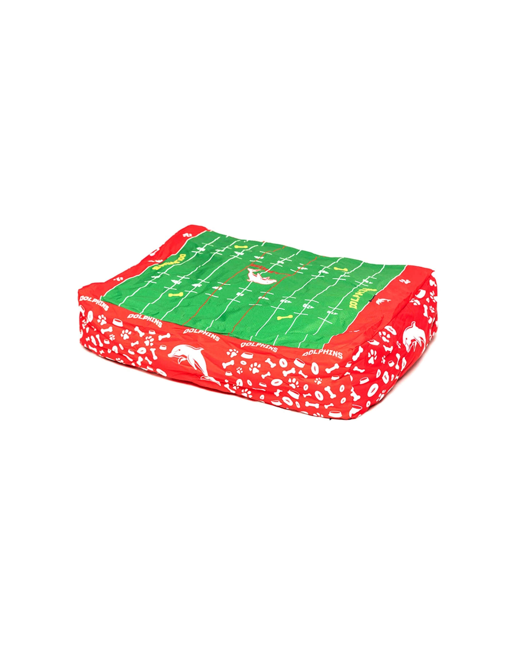 1 NRL Dolphins 80x60cm Rectangle Pet Dog Bed Lounger - Washable - Durable - Multi, 1 of 3