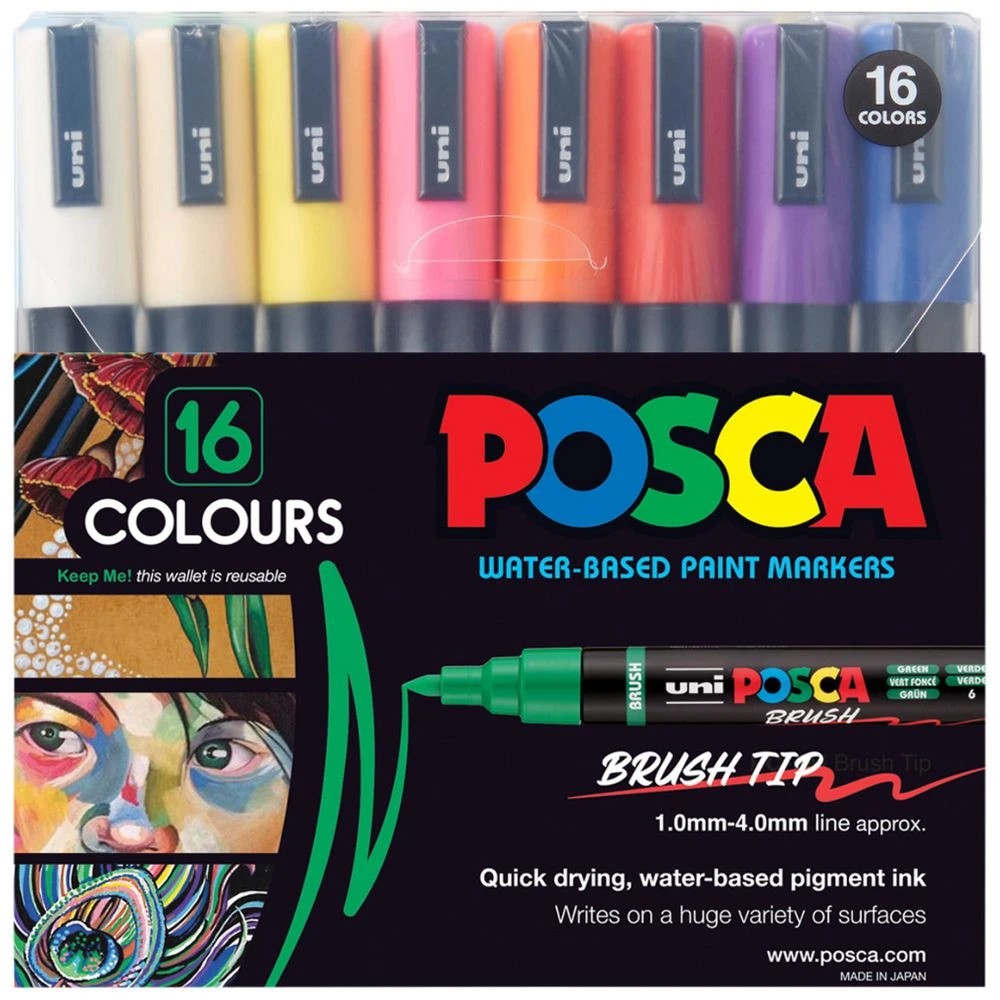 1 POSCA PC-5BR Brush Paint Marker 16 Pack, 1 of 1