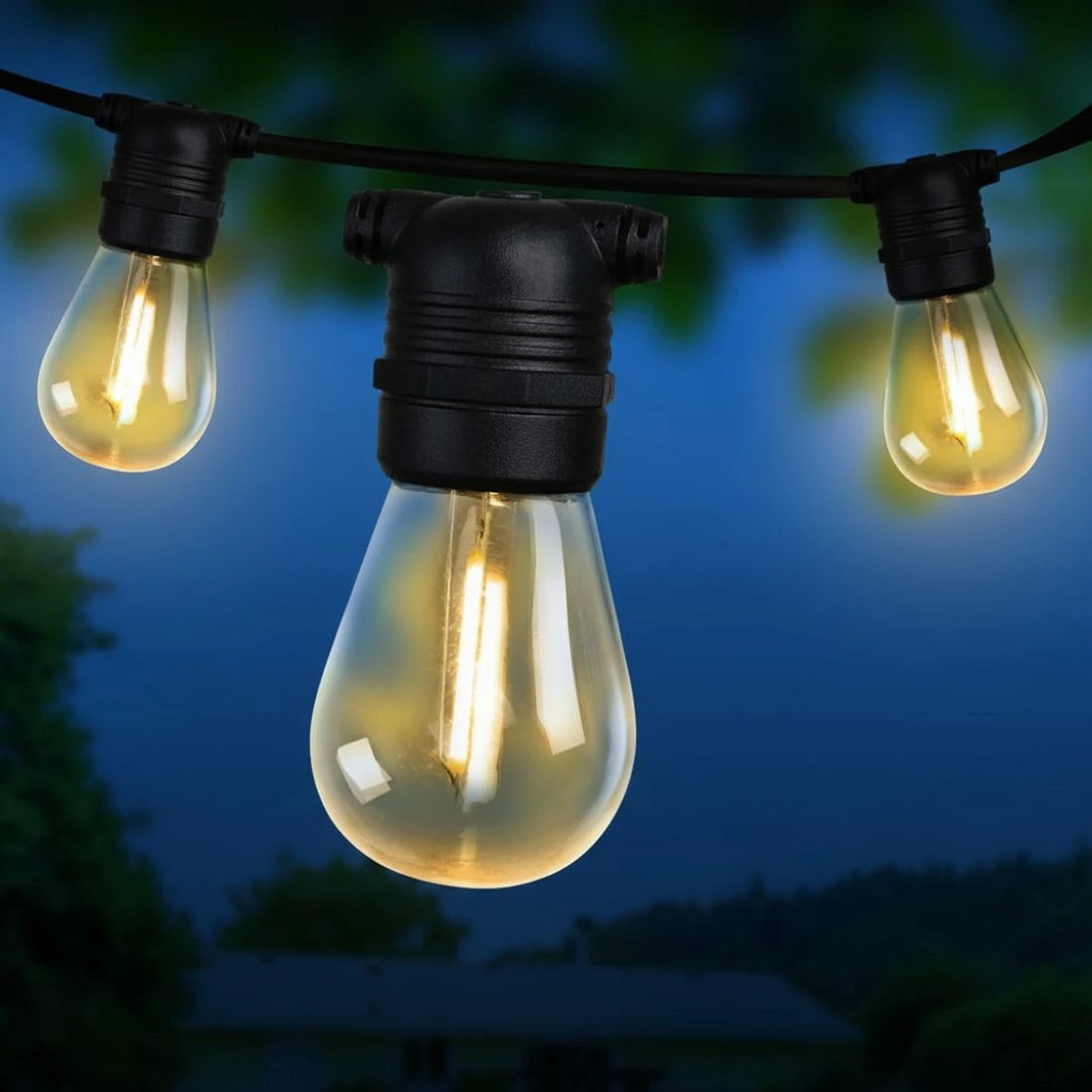 7 68m LED Festoon String Lights Christmas Decorations Wedding Party Outdoor Garden - Black, 7 of 7