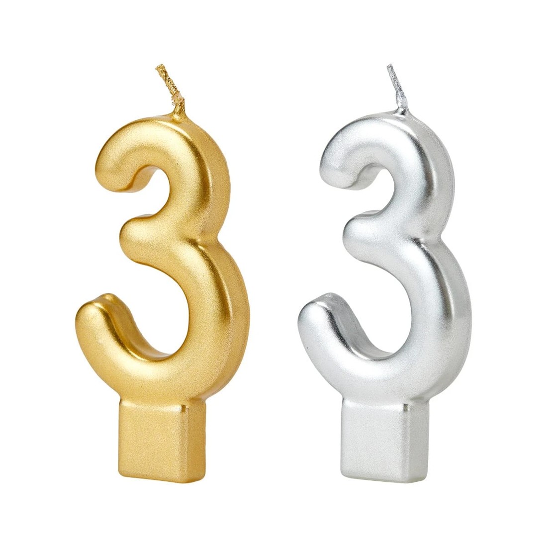 2 Metallic Candle Number 3 - Assorted, 2 of 6