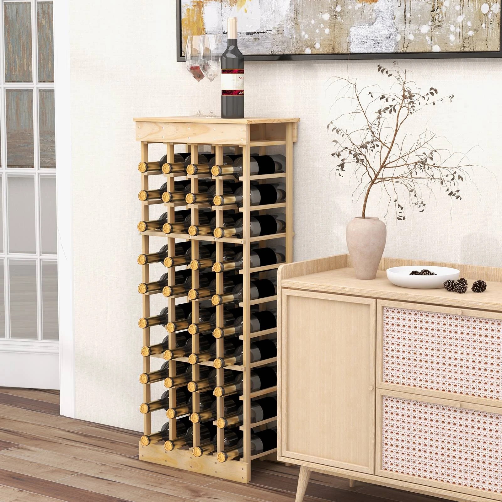 4 Costway 40-Bottle Wine Rack 10-tier Display Shelves, 4 of 6