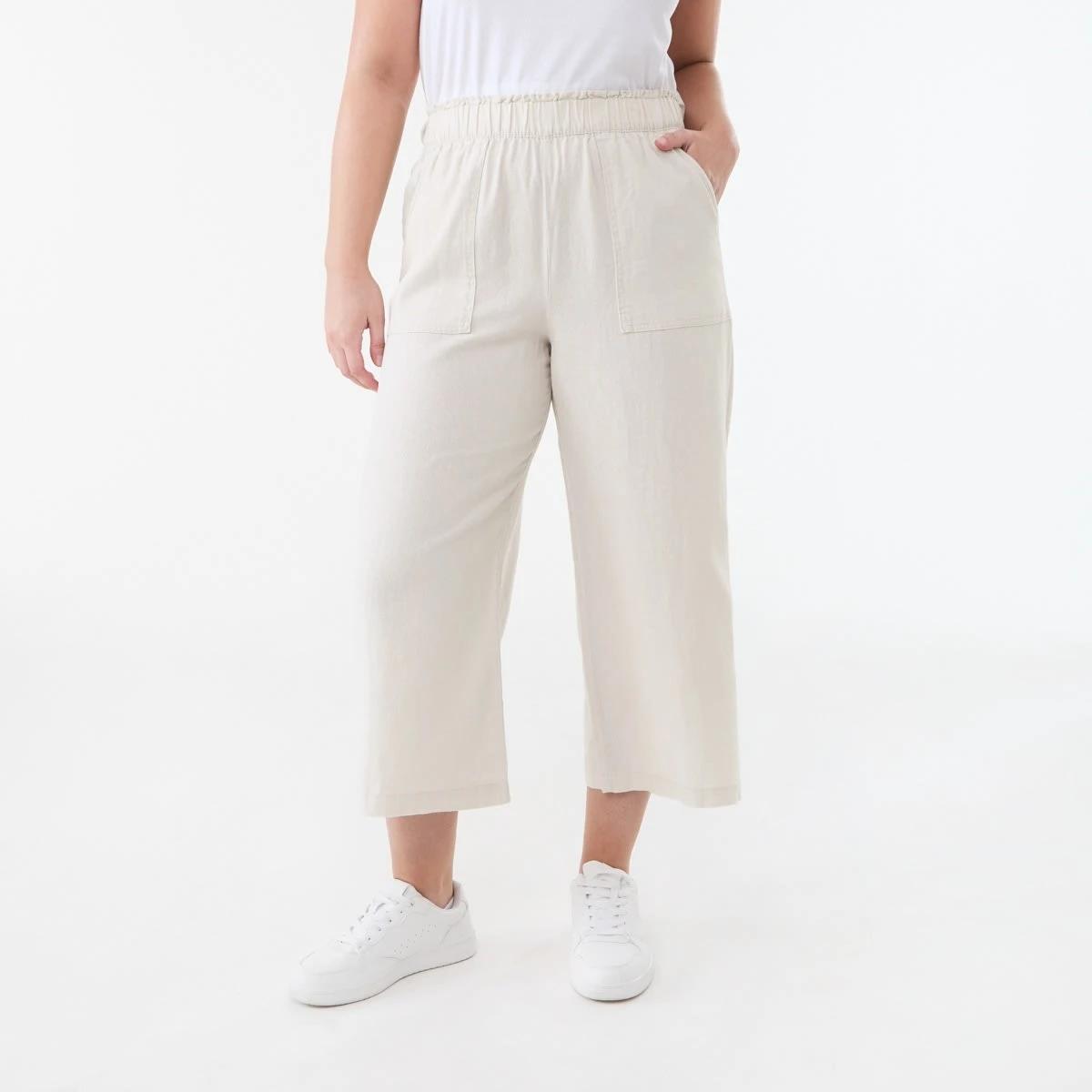 1 Linen Blend Culottes NATURAL BEIGE, 1 of 5