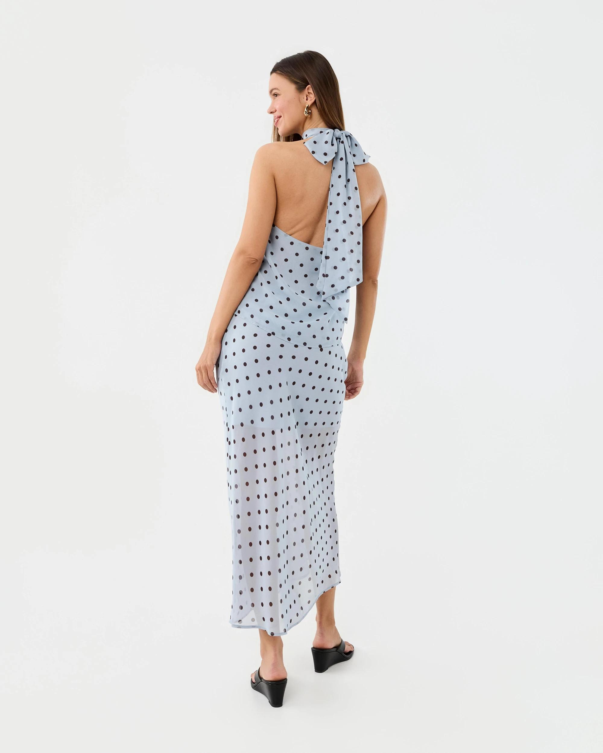 4 Chiffon Maxi Skirt Blue Spot, 4 of 7
