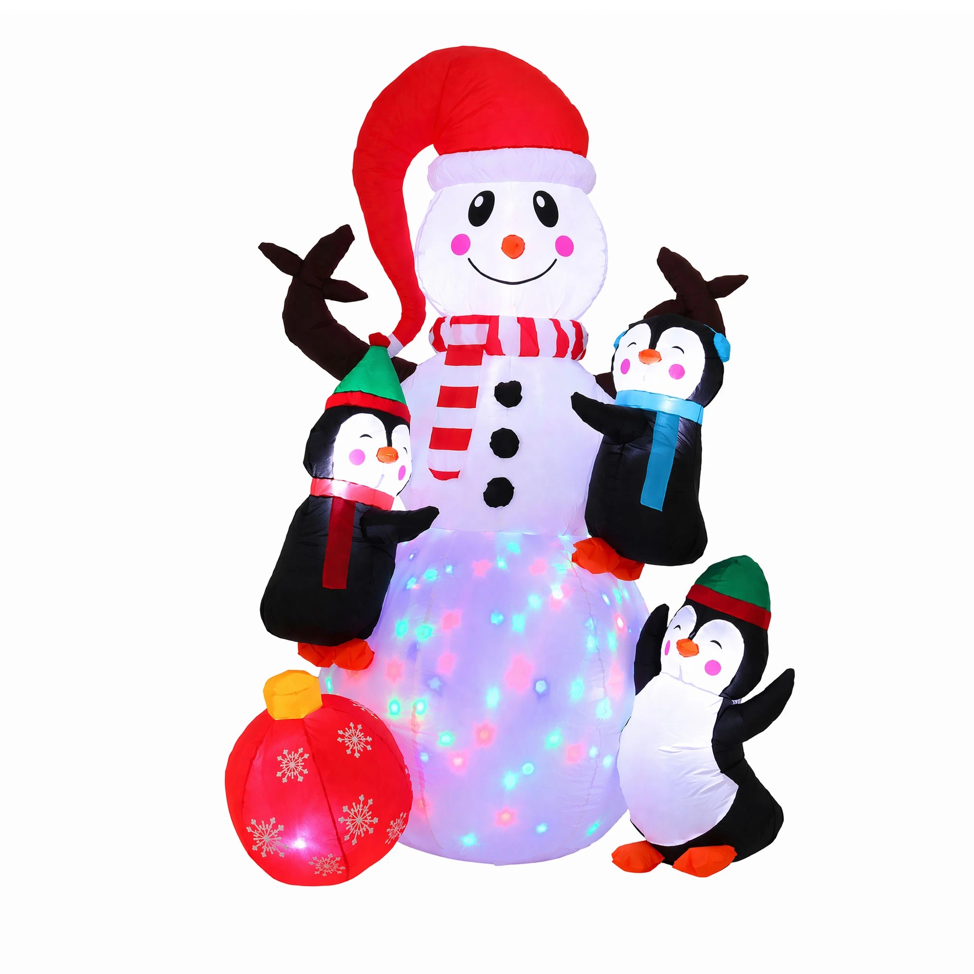 1 Jingle Jollys Christmas Inflatable Snowman 1.8M Height LED Outdoor Decorations Illuminated - Multi, 1 of 9