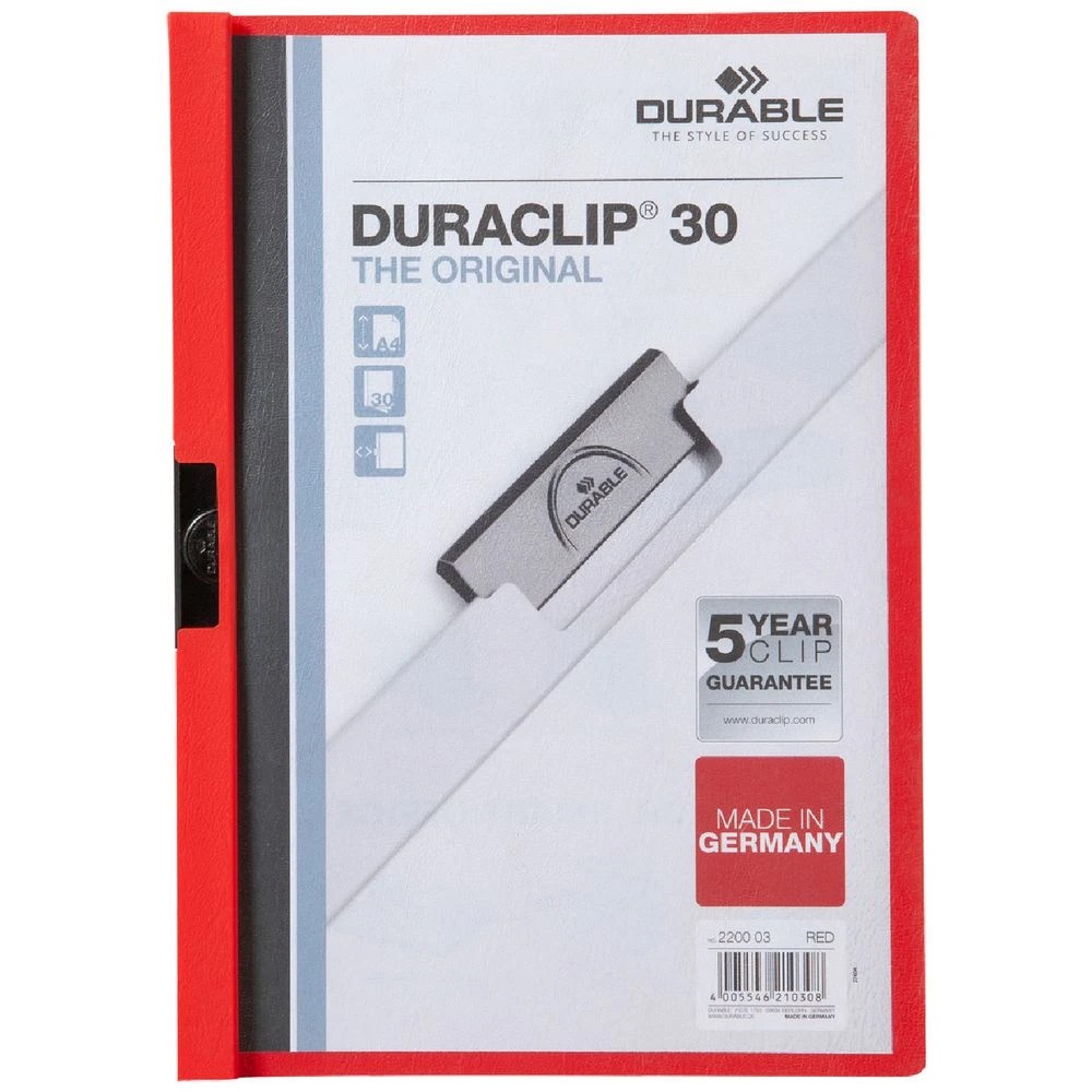 1 Durable A4 Duraclip 30 Clamp File Red, 1 of 1