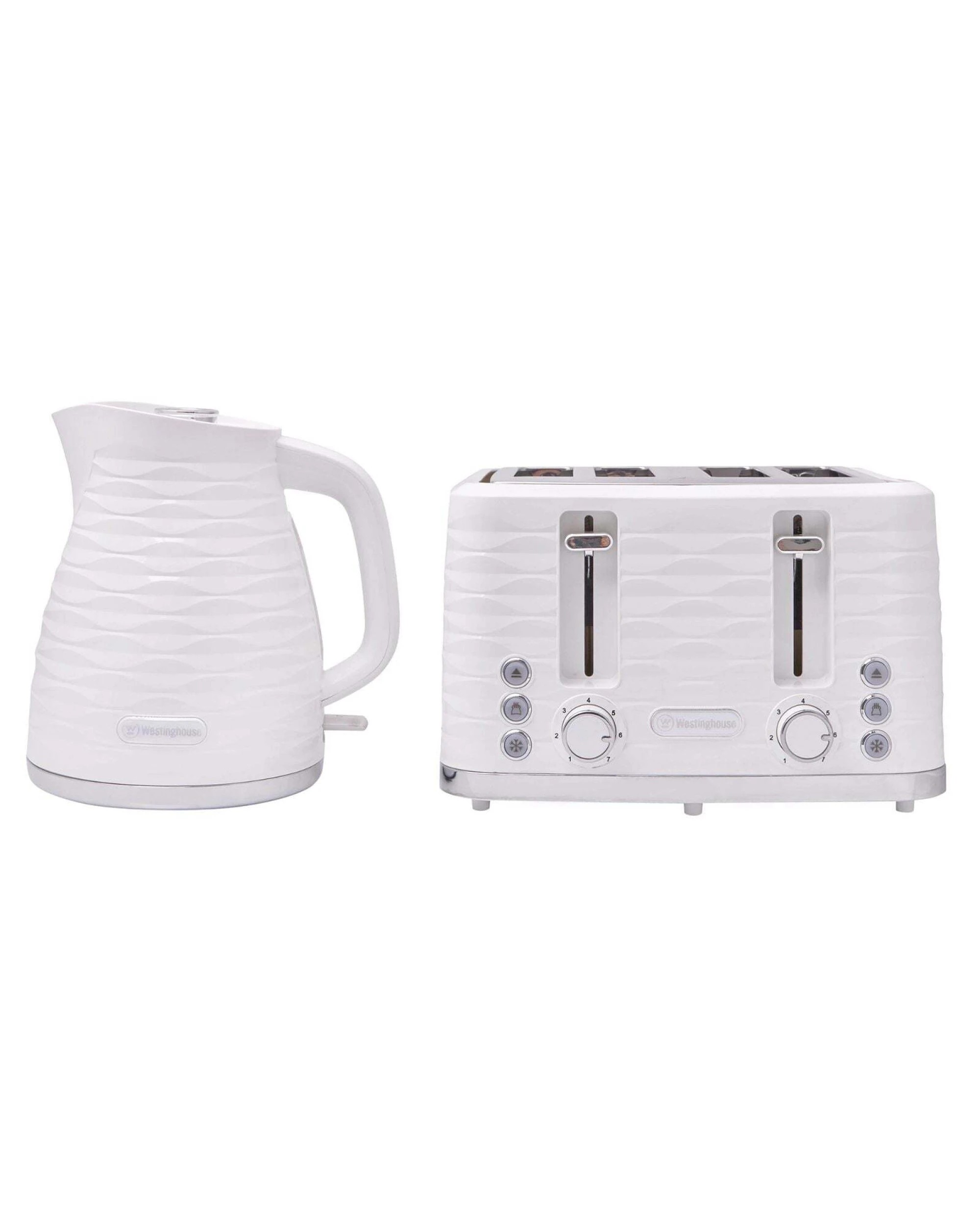 5 Westinghouse 1.7l Kettle & 4 Slice Toaster Pack White/silver Wave Pattern
 - White, 5 of 10