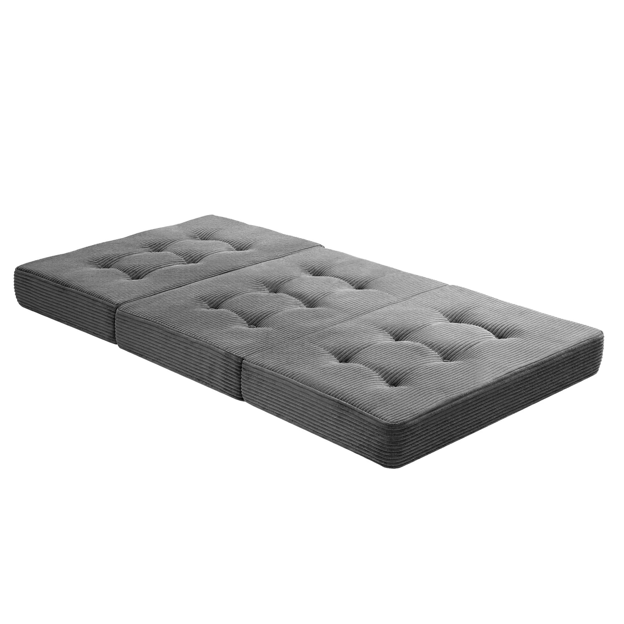 1 Giselle Bedding Single Folding Mattress 15cm Foldable Foam Portable Guest Sofa Bed Mat - Grey, 1 of 4