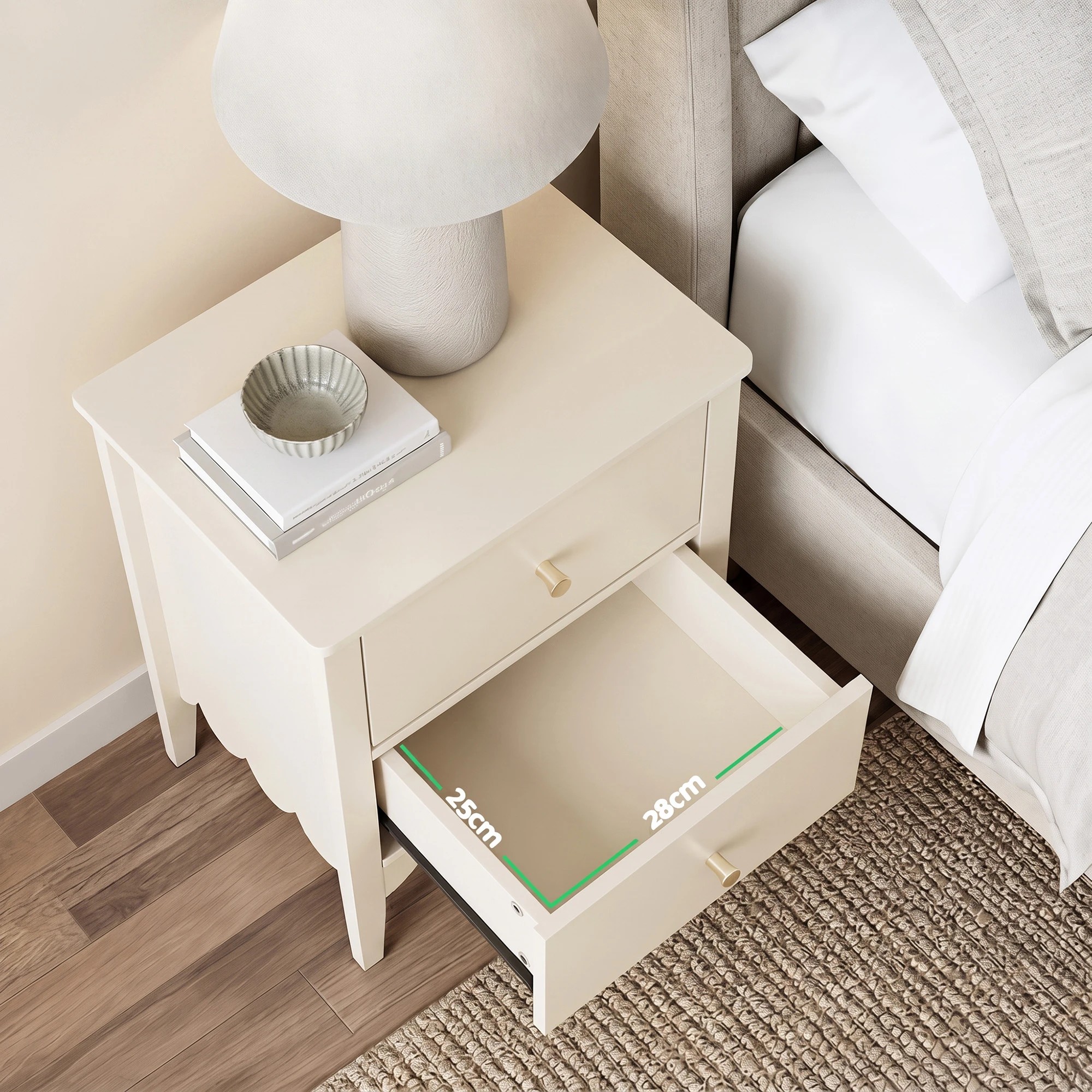4 Artiss 2x Bedside Table 2 Drawers Bedroom Storage Nightstand, 4 of 7