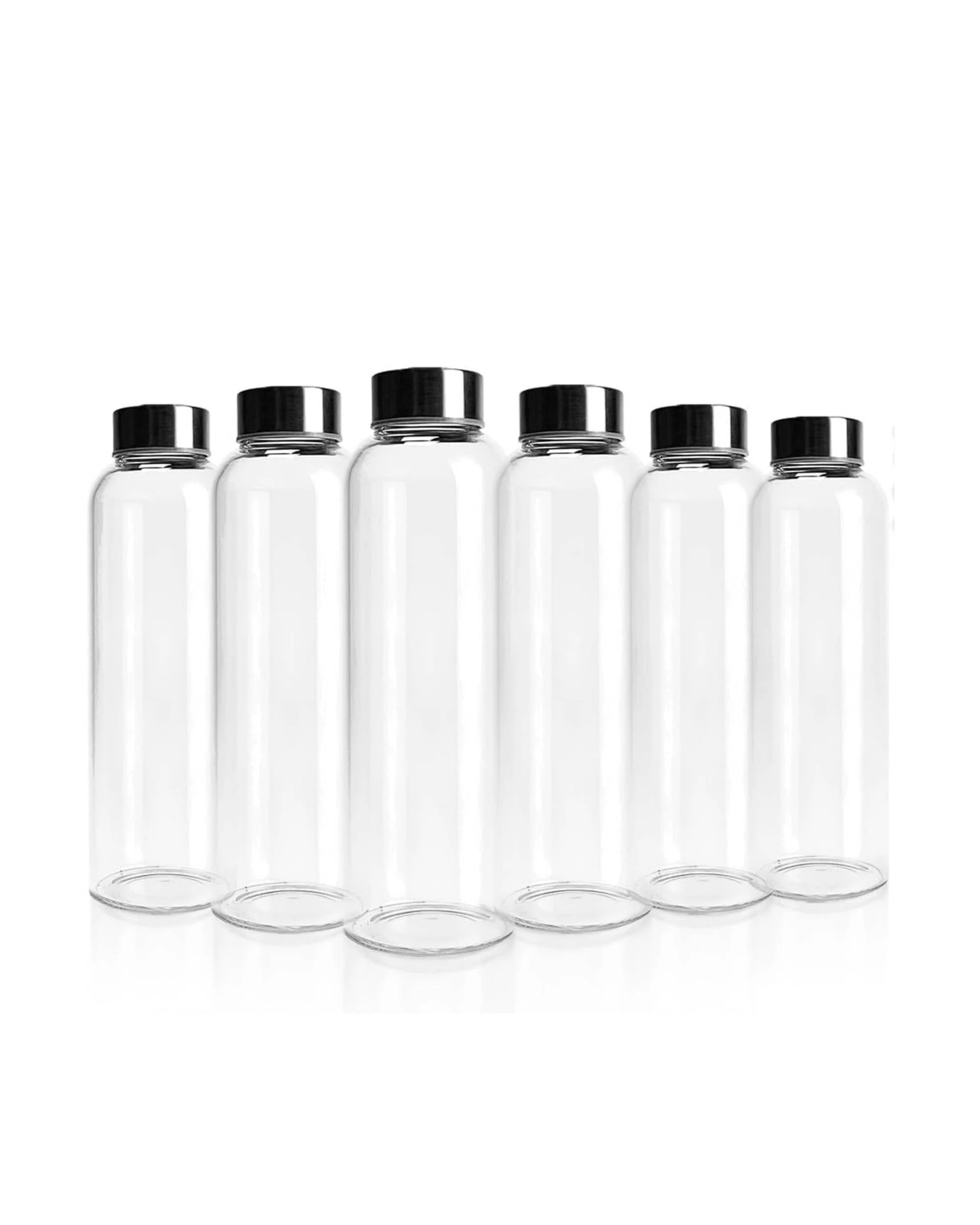 1 Kitchee 500ml Glass Water Drink Bottle with Stainless Steel Lid - Set of 6, 1 of 3