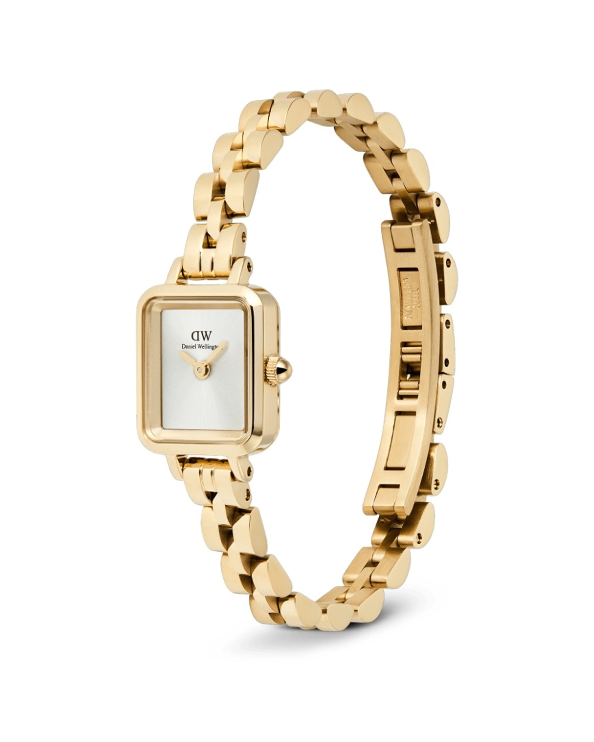 2 Daniel Wellington Quadro Mini Arch 3-Link White Sunray Gold Watch 15.4x18.2mm, 2 of 5