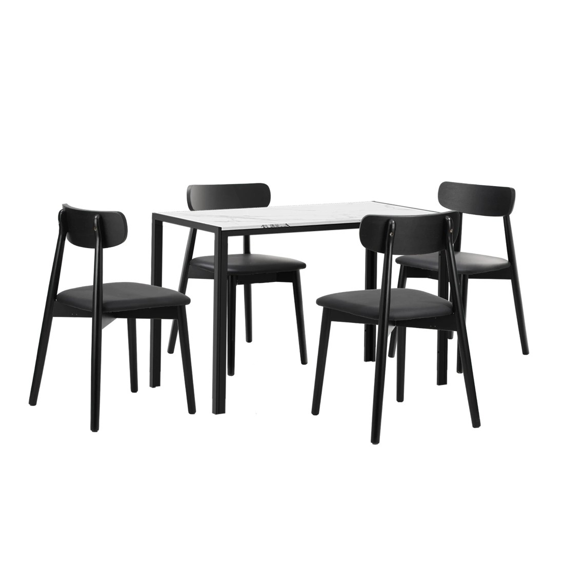 6 Oikiture 1.2m Dining Table Set with 4PCS Wooden Chairs PU Leather - Multi, 6 of 9
