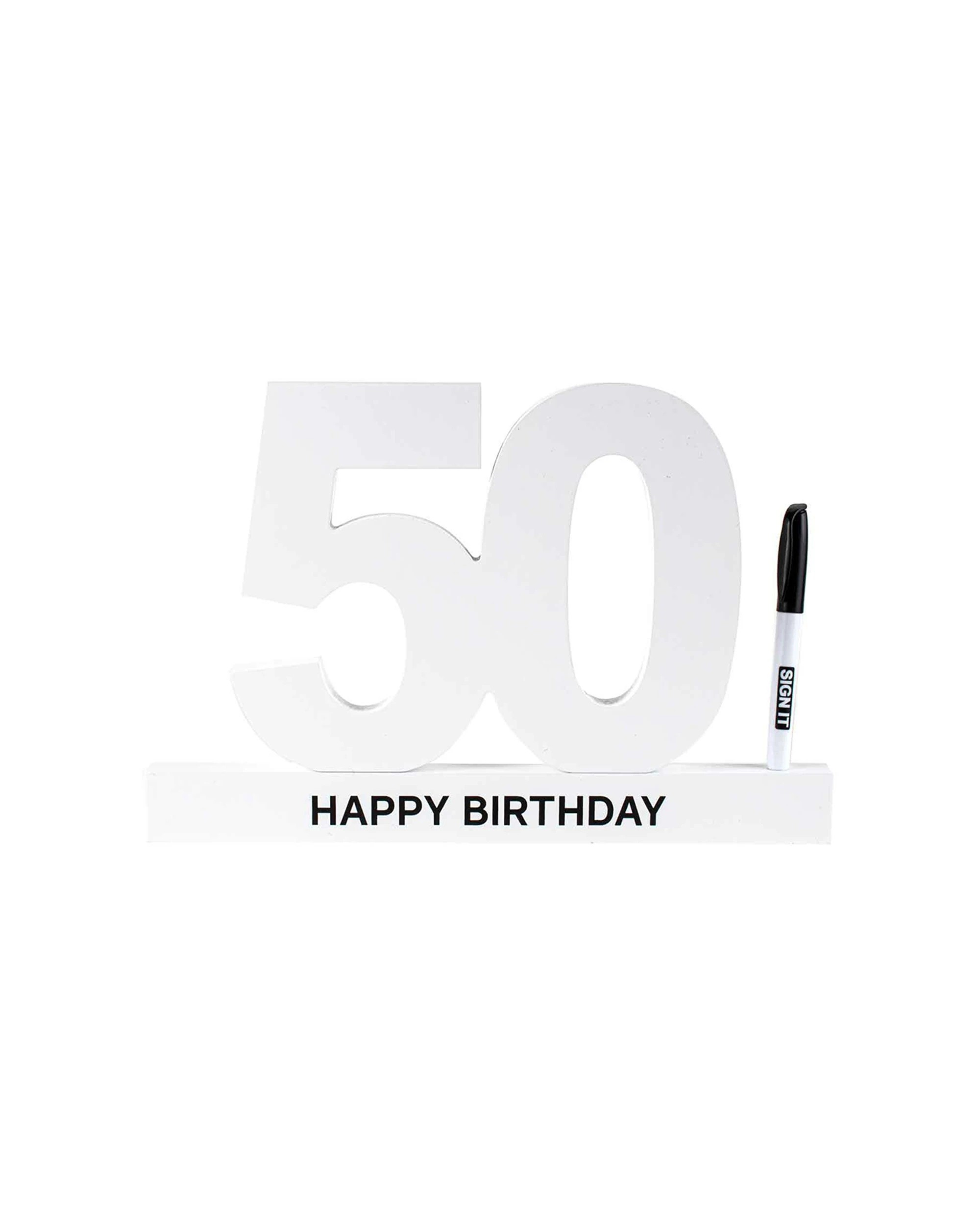 3 50th Birthday Signature Block White Birthday Celebration Message Party Statue
 - White, 3 of 3
