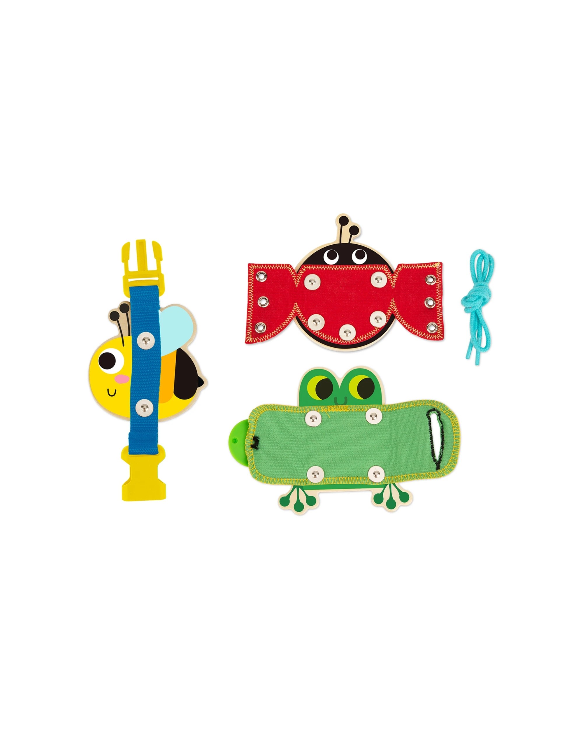 4 Tooky Toy Basic Skills Lacing Kids Children Buttons Wooden Puzzle Board - Multi, 4 of 7
