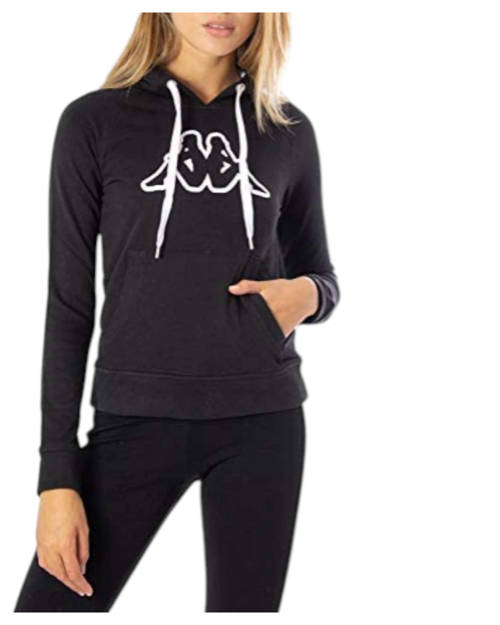 4 Kappa Womens Logo Zeleril Slim Black/White Hoodie Performance Jumper BLACK/WHITE, 4 of 6
