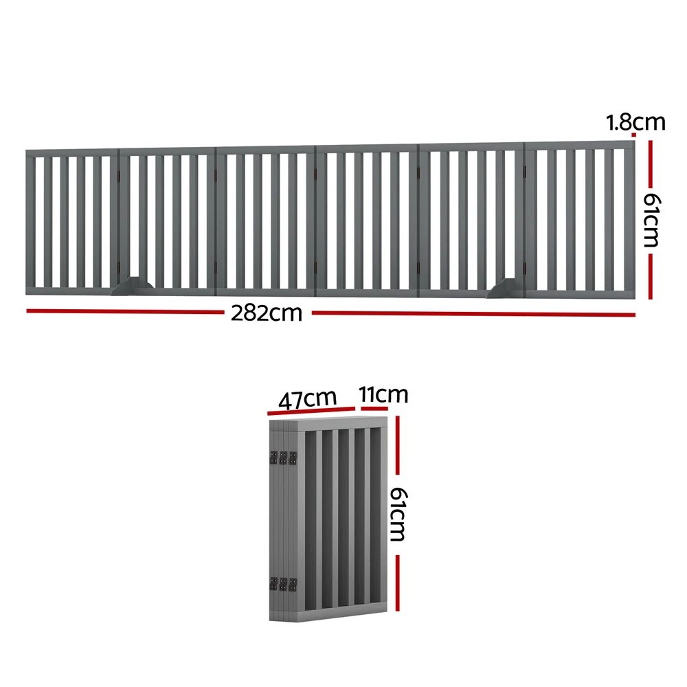 2 i.Pet Dog Gate Playpen Enclosure 6 Panel Pet Door Fence en Play Pen Stair - Grey, 2 of 5