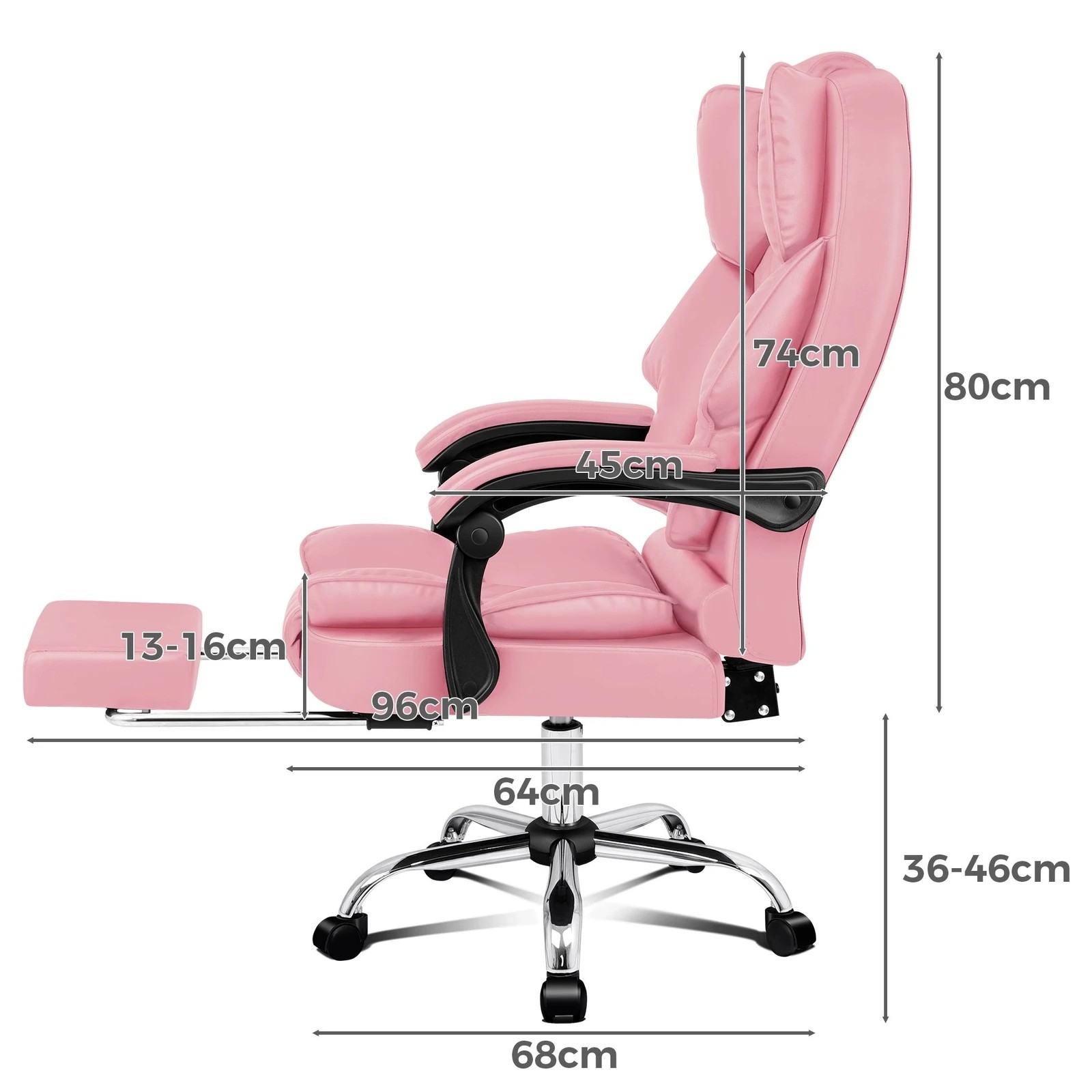 4 Alfordson Office Chair Gaming Executive Seat Computer Racer PU Leather Recliner - Pink, 4 of 10