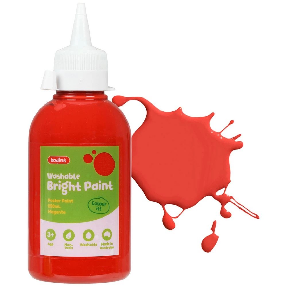 1 Kadink Washable Bright Poster Paint 250mL Red, 1 of 4