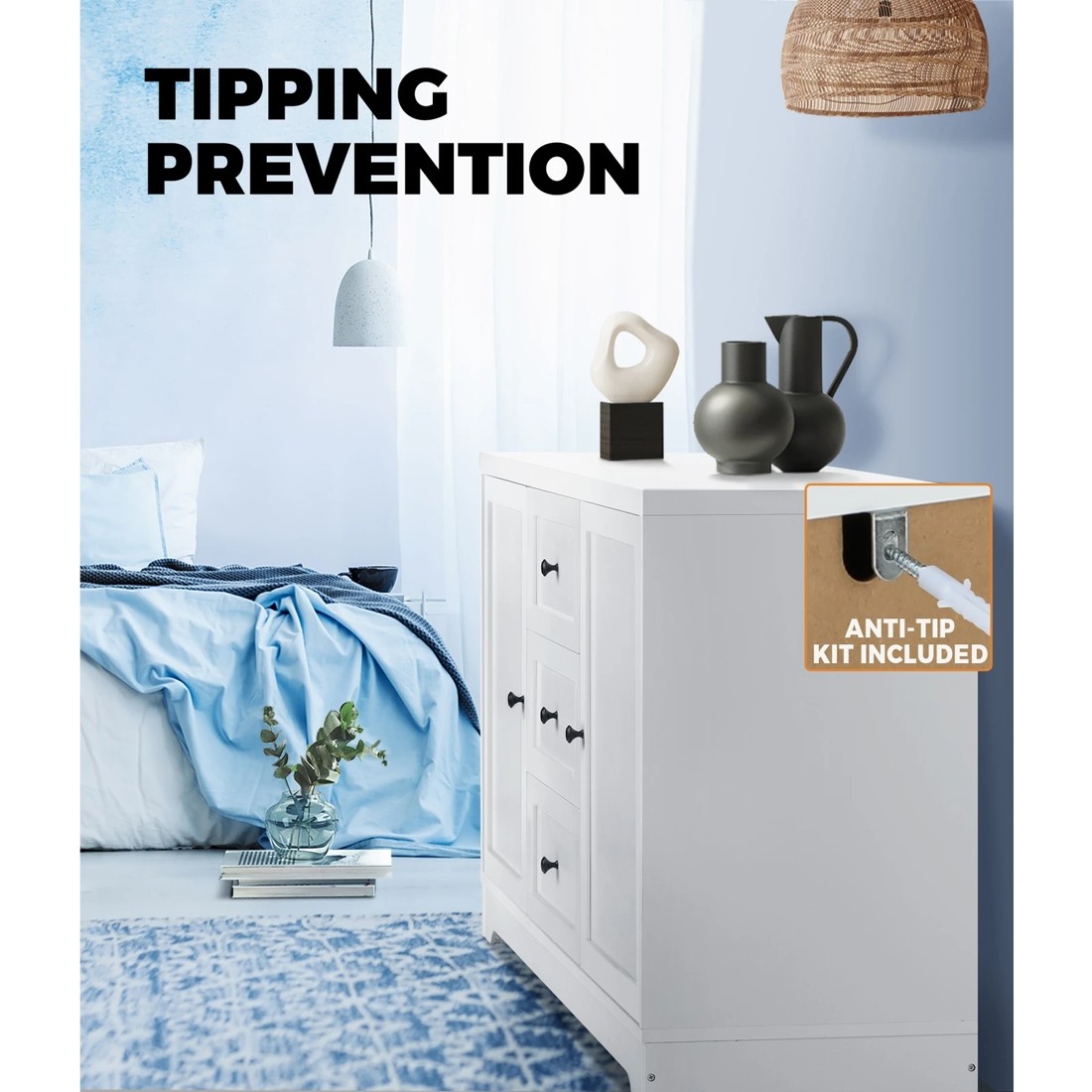 7 Oikiture Hamptons Buffet Sideboard
 - White, 7 of 10