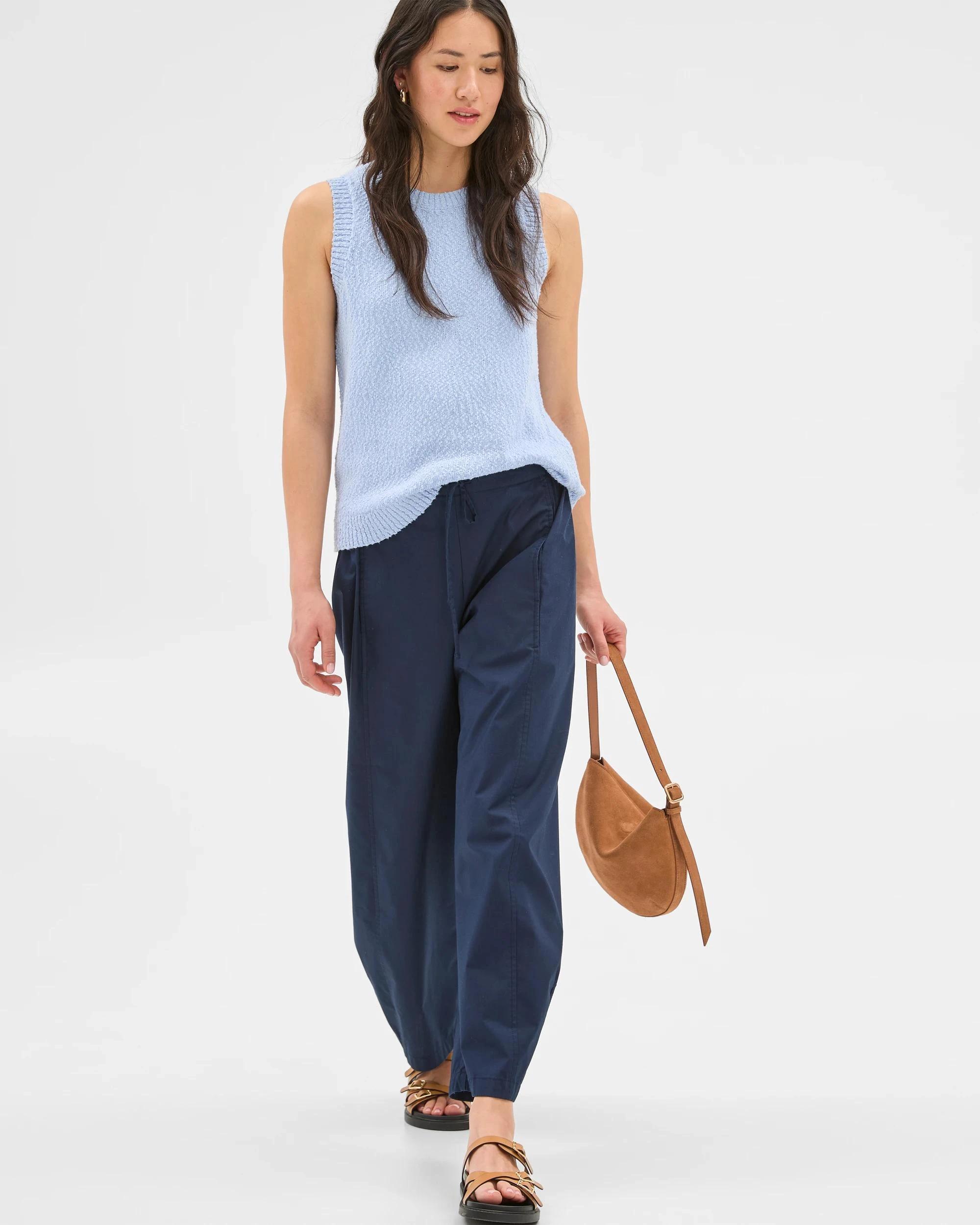 3 Target Australian Cotton Tie Waist Barrel Pants NAVY BLUE, 3 of 8