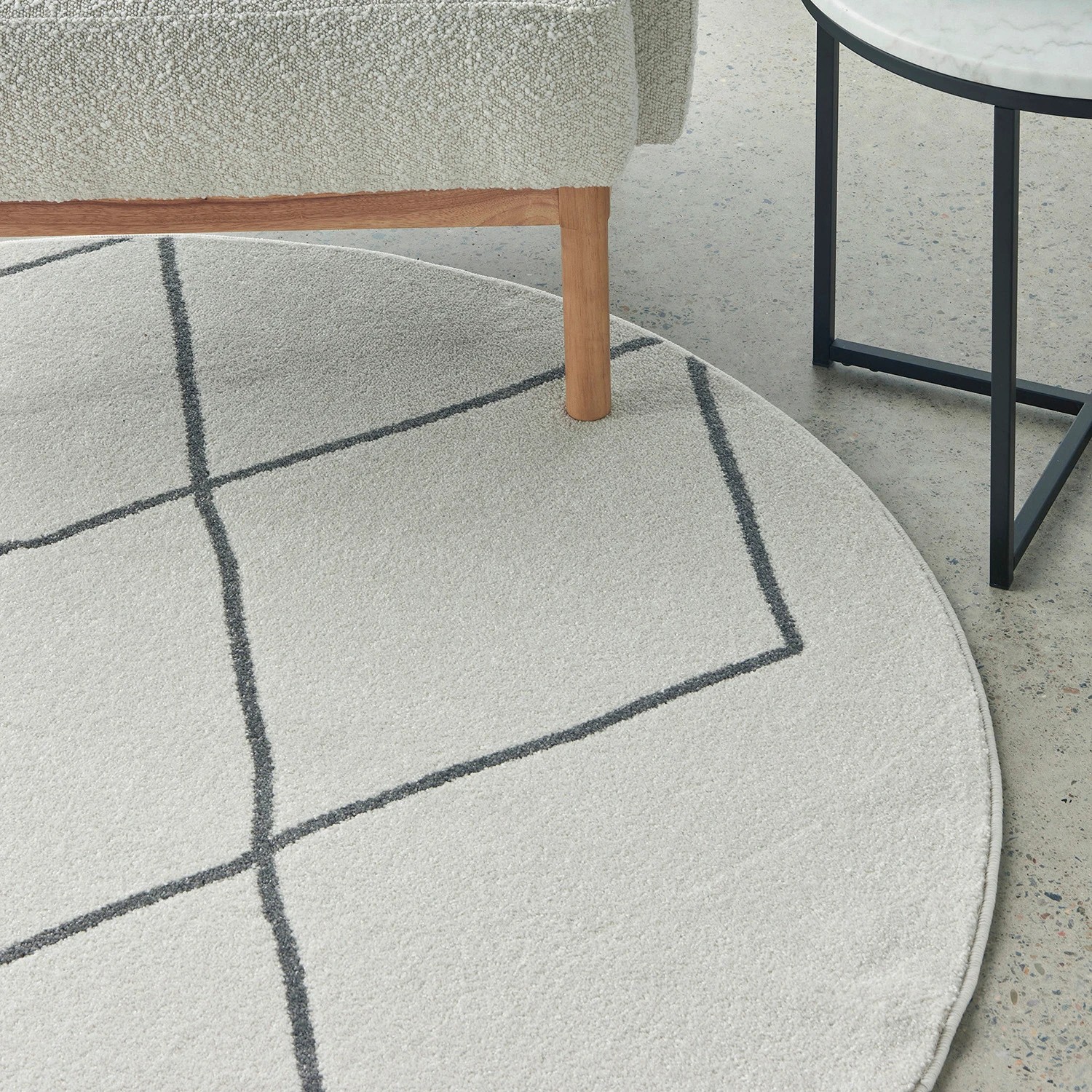 3 Common Ground Rugs Elysium Lola 150x150cm - Small Round Power Loomed Pet Friendly Rug - Natural, 3 of 7