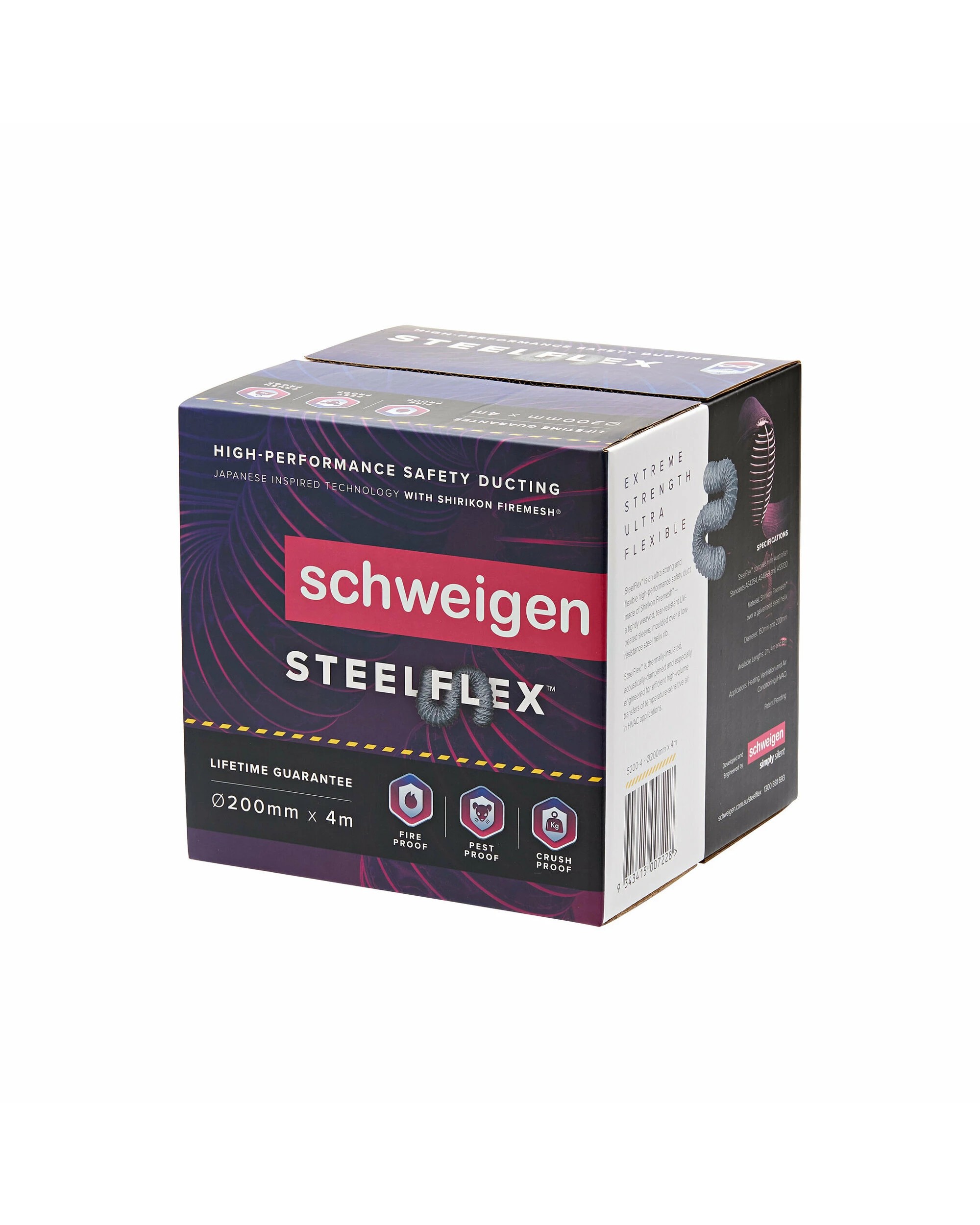 4 Schweigen 200mm SteelFlex High Performance Safety Ducting 4m, 4 of 4