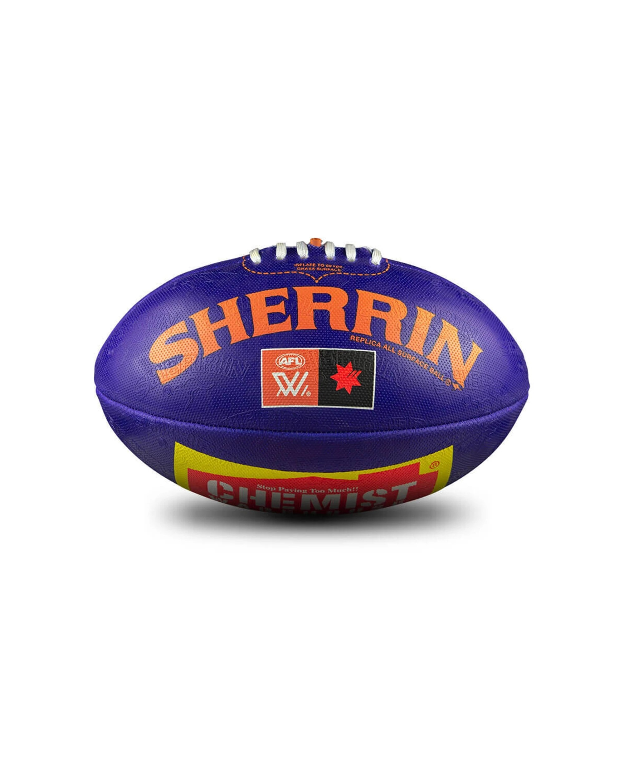 1 Sherrin AFLW Replica All Surface Synthetic Rubber Football Size 4 Textured Grip - Purple, 1 of 4