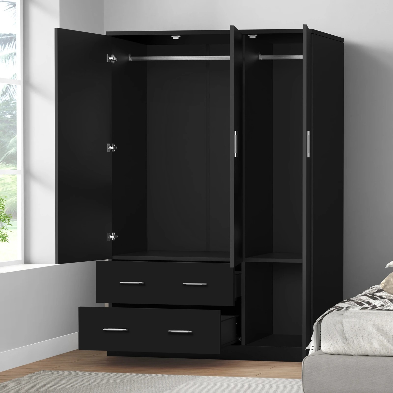 6 Alfordson Wardrobe Clothes Closet Storage Cabinet Organizer Drawer Shelf - Black, 6 of 10
