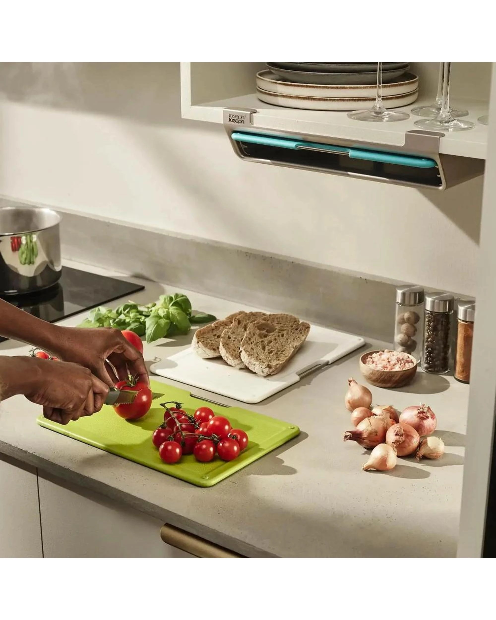 3 Joseph Joseph Folio 3 Piece Slim Under Shelf Chopping Board Set Multicolour 60199 - Silver, 3 of 6
