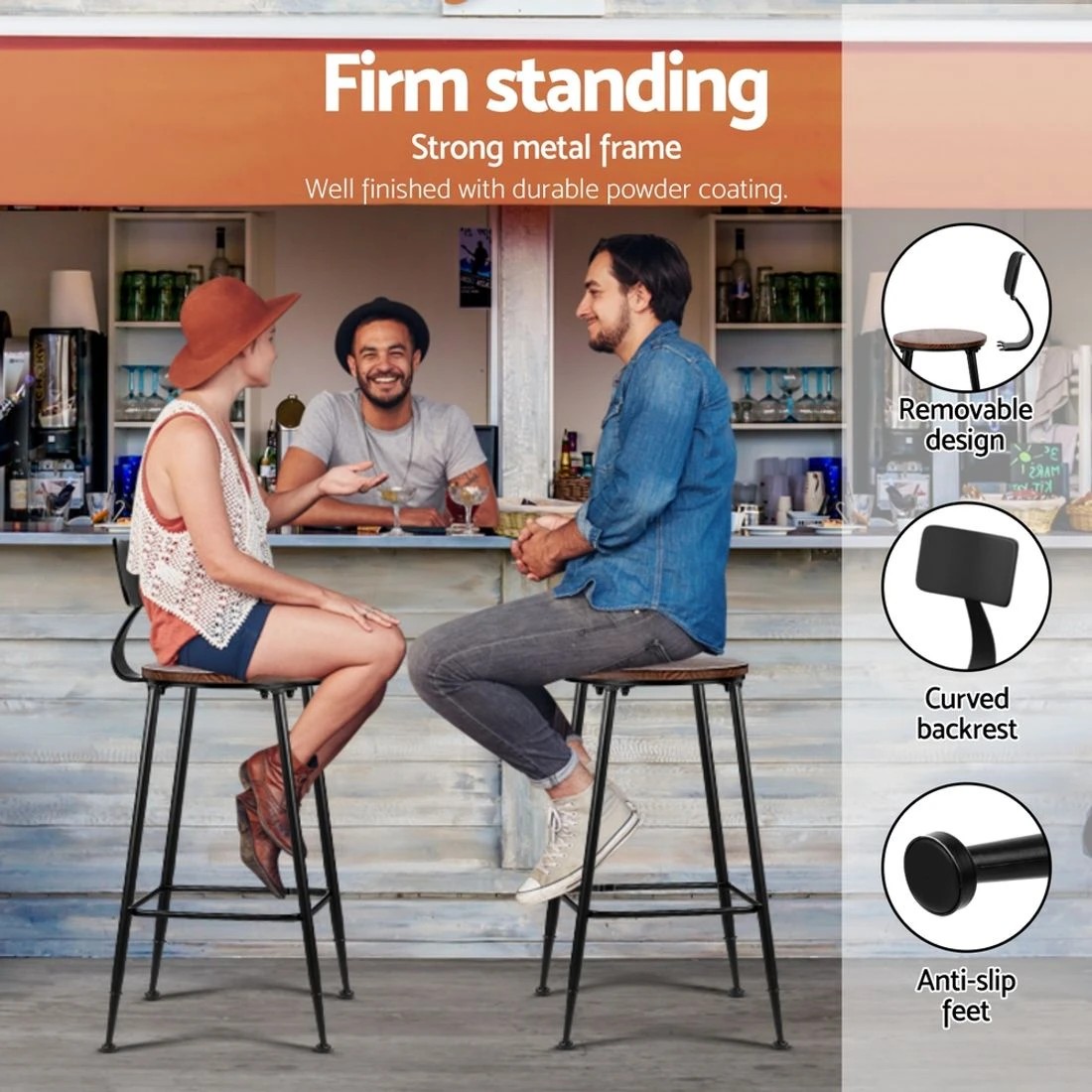 8 Artiss Bar Table and Stools Set Dining Desk Kitchen Chairs Cafe Pub - Multi, 8 of 8