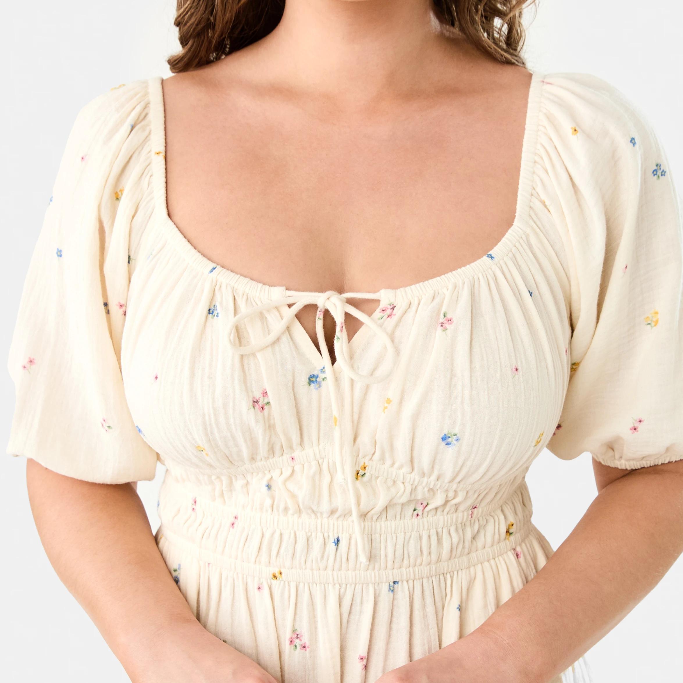 6 Short Puff Sleeve Mini Dress Tiny Ditsy, 6 of 10