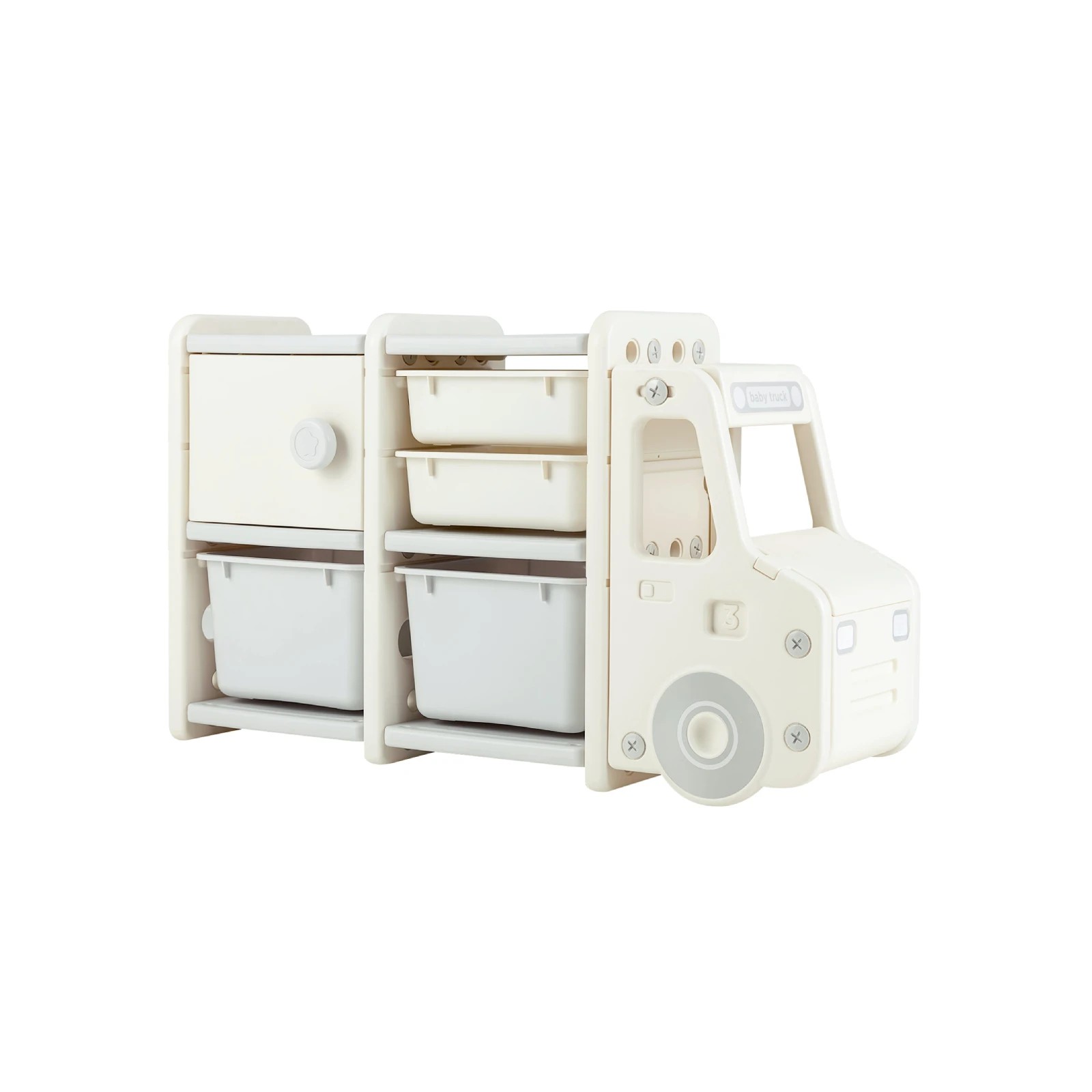 1 Costway Toy Storage Organizer Truck-shaped Cabinet - White, 1 of 3