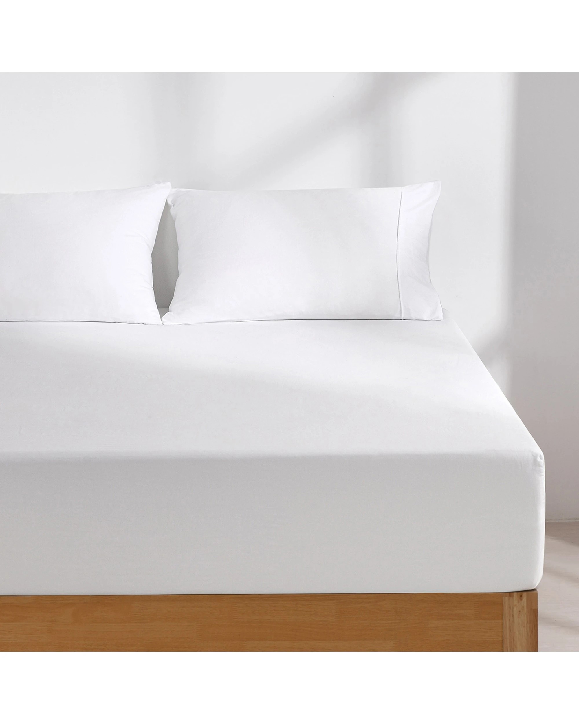 2 Dreamaker Superfine Washed Microfibre Combo Fitted Sheet Set - King Single Bed - White, 2 of 8