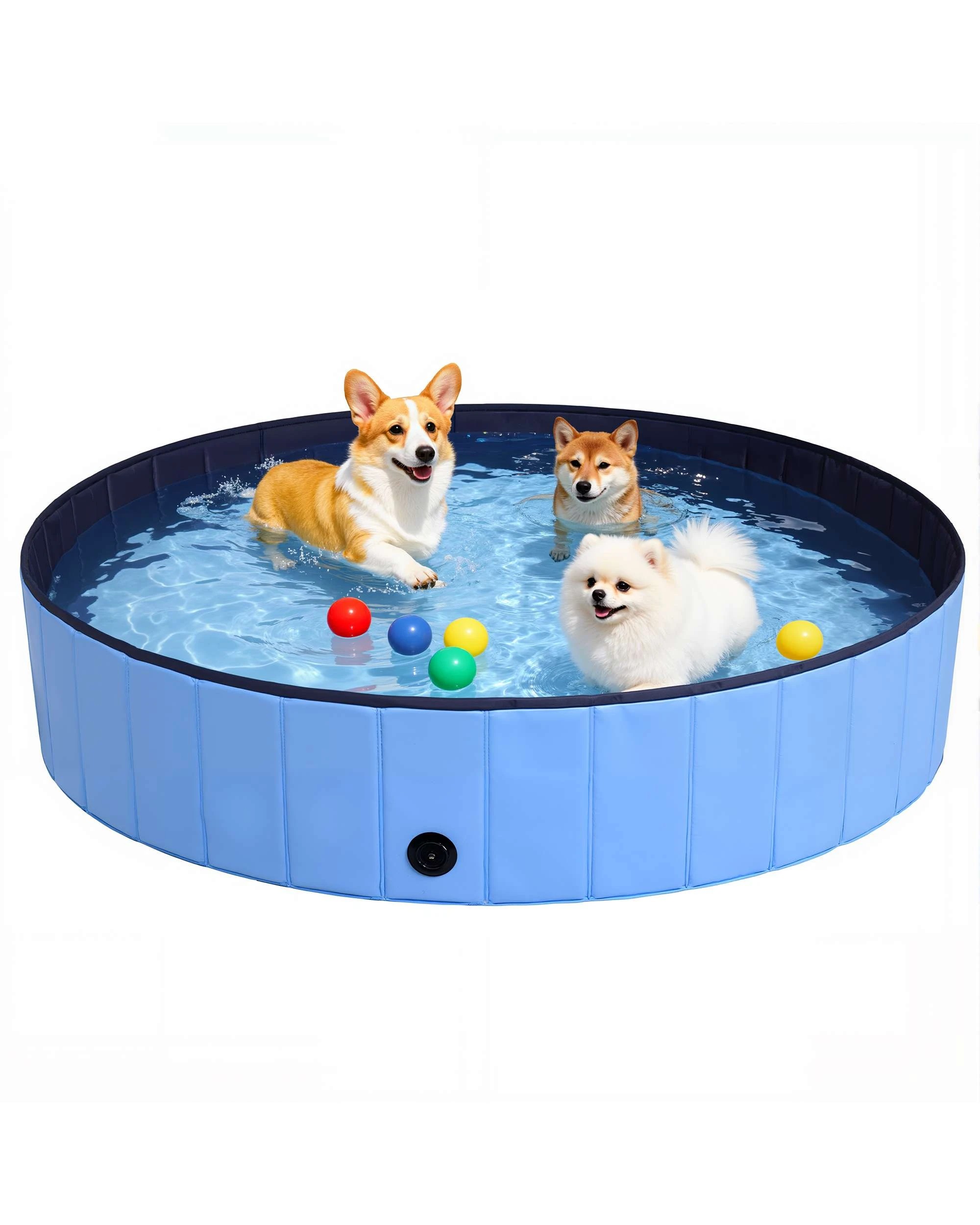 1 Advwin Foldable Dog Pool 160x30cm, Portable PVC Pet Swimming Pool & Bath Tub, 1 of 8