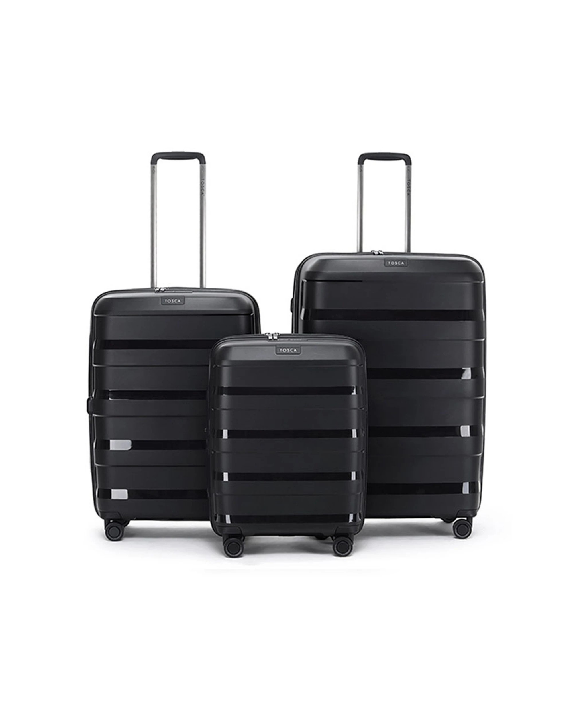 1 Tosca 3Pc Comet Pp Hard Shell Luggage/Suitcase Set - Black, 1 of 4