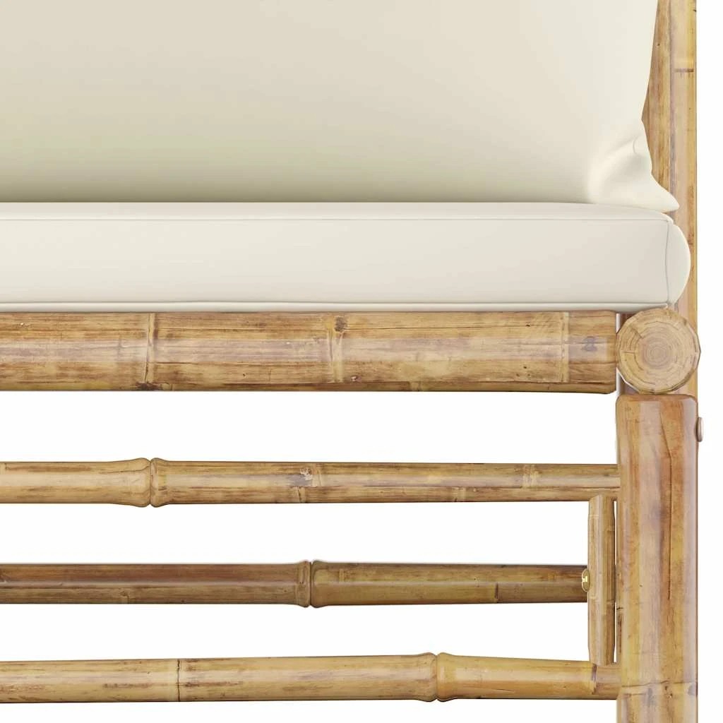 6 Vidaxl 5 Piece Garden Lounge Set With Cushions Bamboo - White, 6 of 10