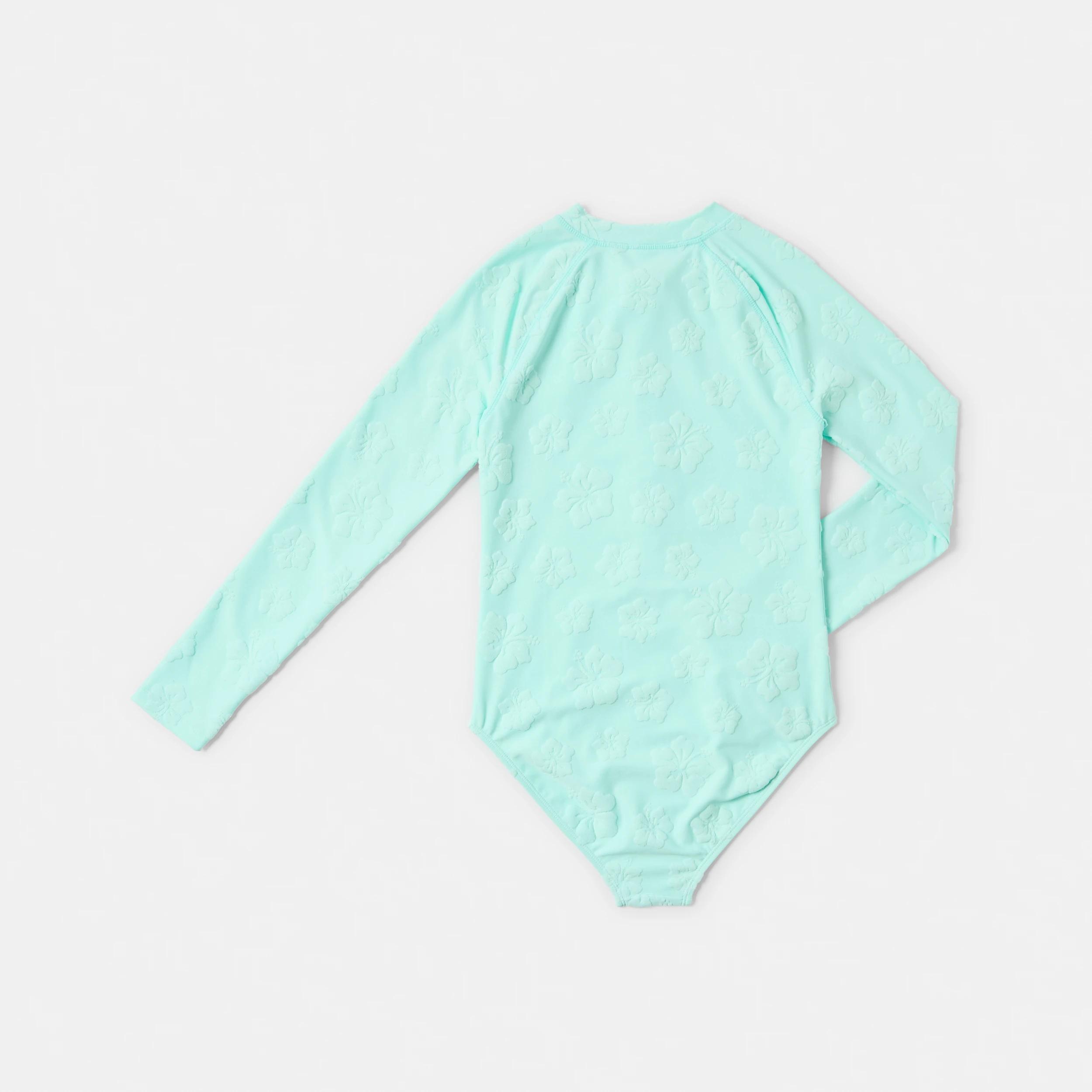 7 Long Sleeve One Piece With Contrast Bind Swimsuit BLUE HIBISCUS, 7 of 8