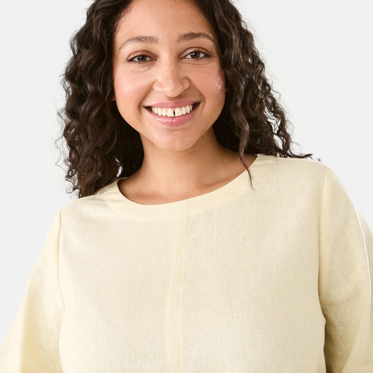 4 Long Sleeve Linen Blend Top Ylw Straw, 4 of 7