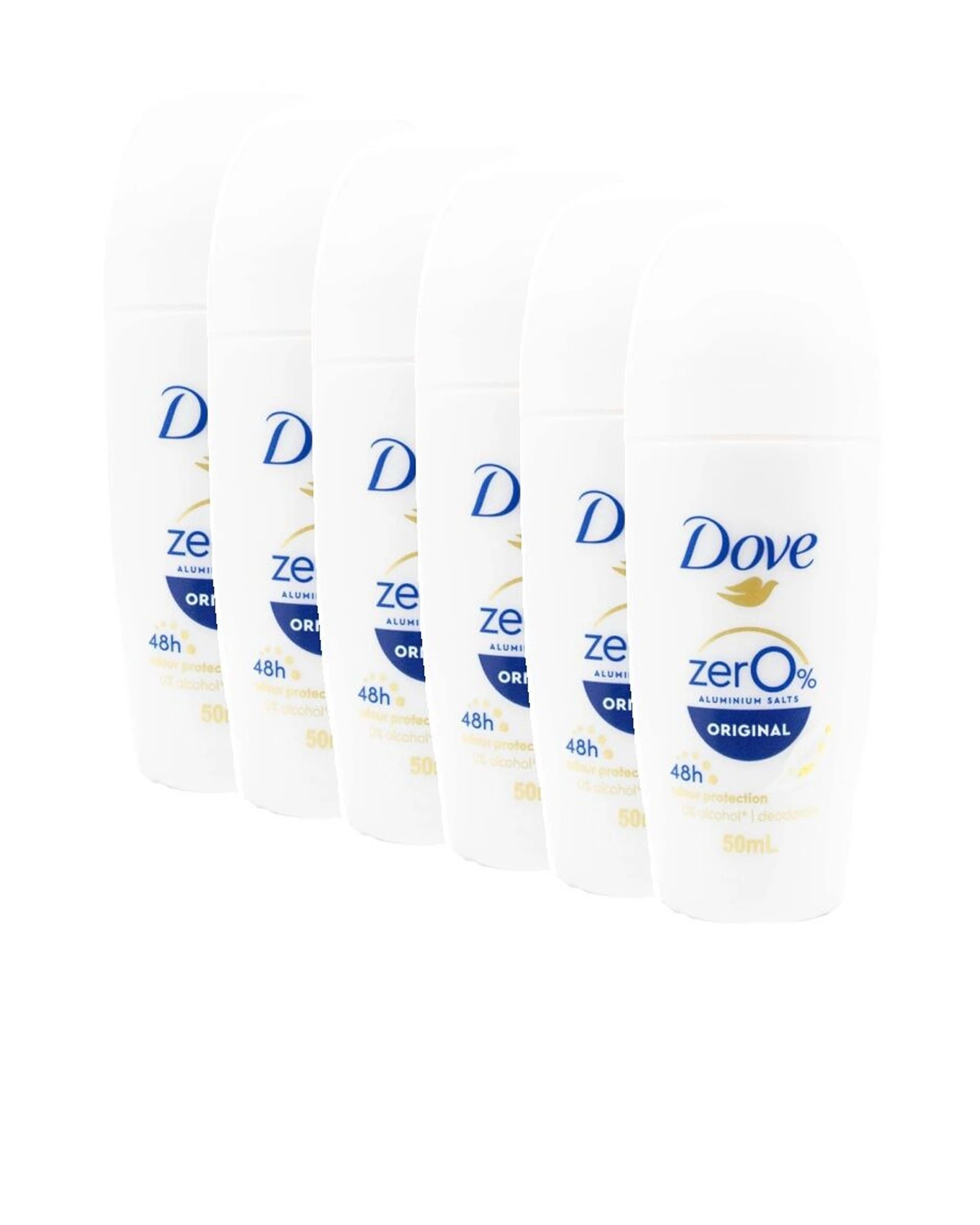 1 Dove 6PK Roll-On Deodorant 50ml 48 Hour Odour Protection Zero Aluminium - Multi, 1 of 3