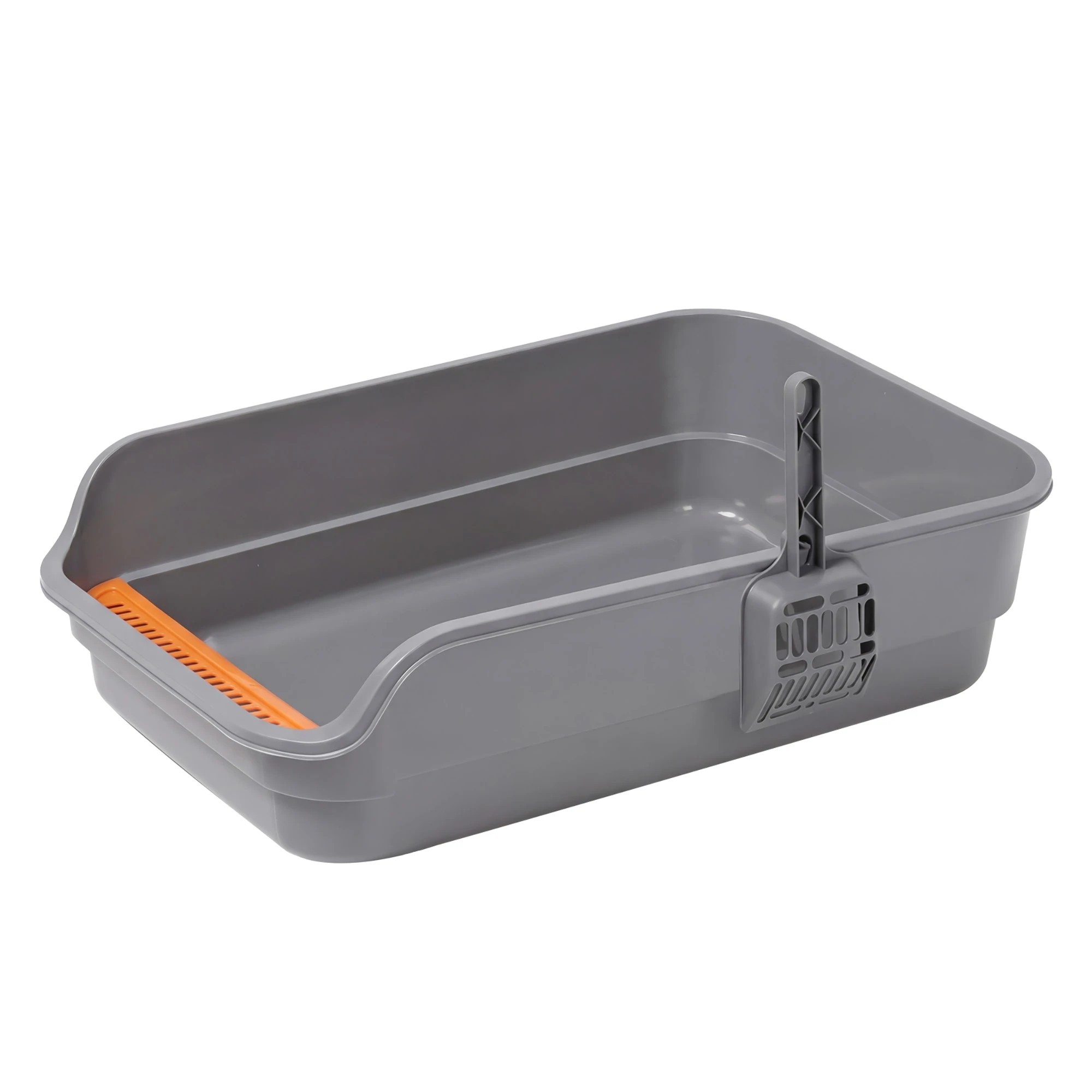 1 Pawz Large Cat Litter Box High Sided Open Top Cat Litter Tray 60cm Grey, 1 of 8