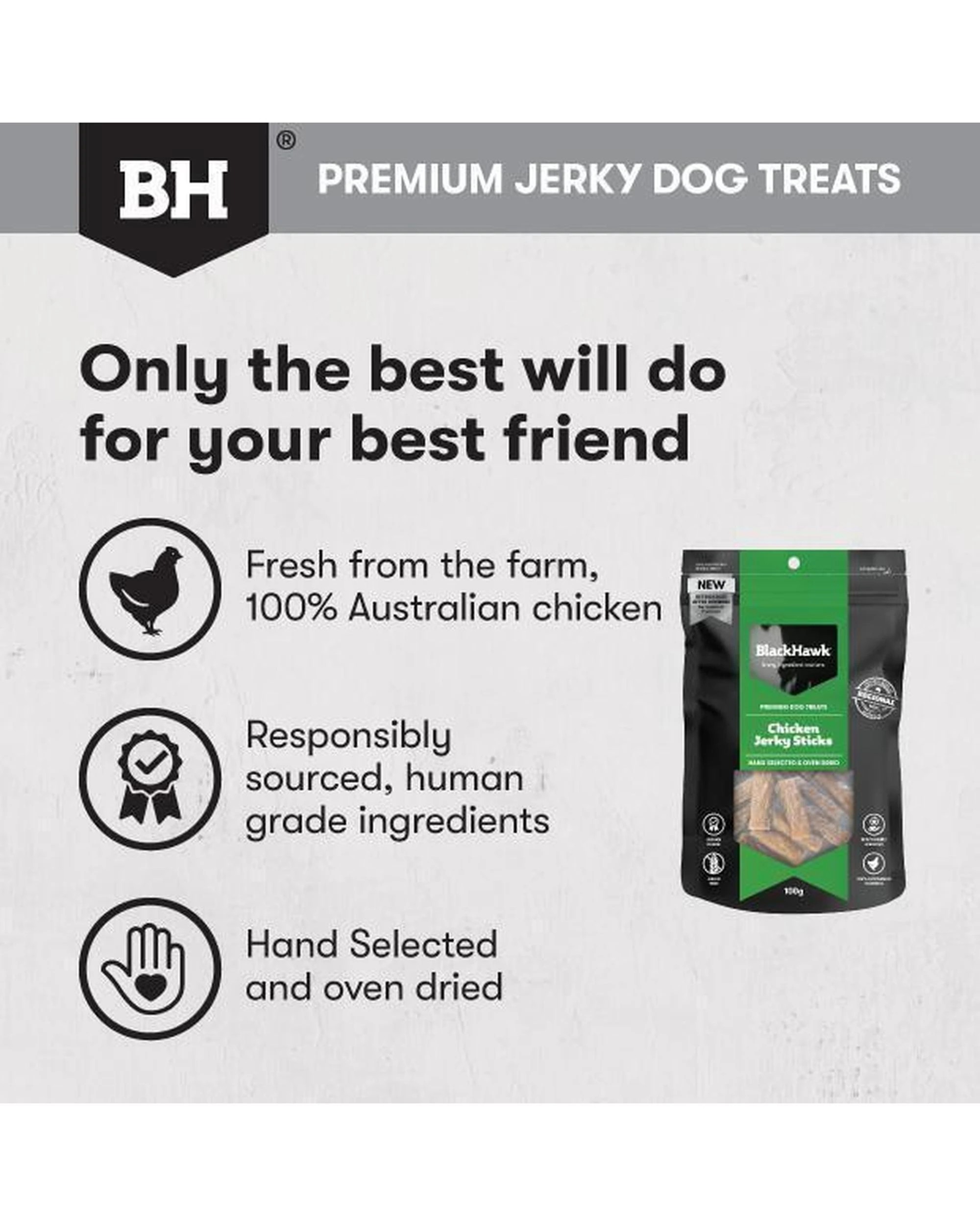 4 Black Hawk Chicken Jerky Sticks Natural Dog Treats 100g, 4 of 4