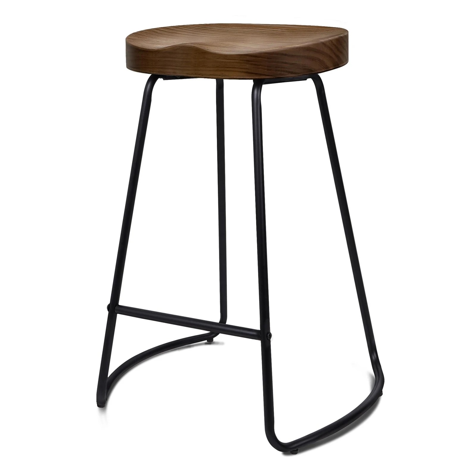 4 Alfordson 2x Bar Stools 65cm Tractor Kitchen Wooden Vintage Chair - Brown, 4 of 10
