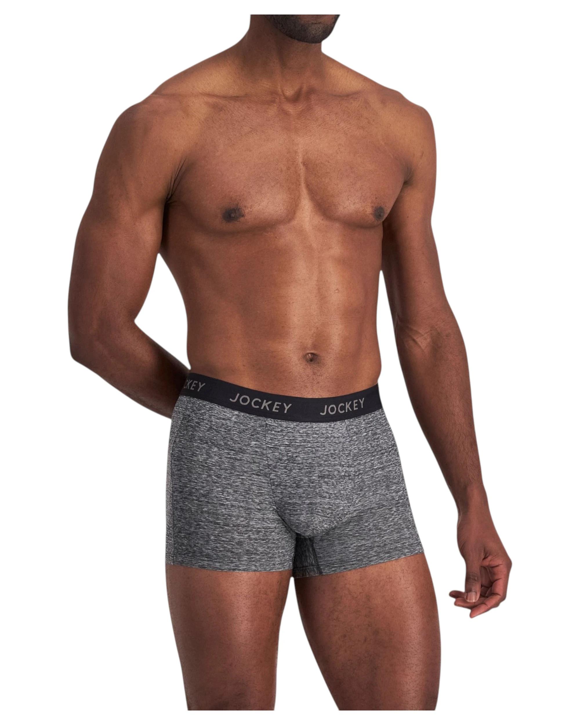 4 Jockey 6 Pack Mens Comfort Classics Microfibre Trunks Marle Underwear BLACK MARLE, 4 of 6